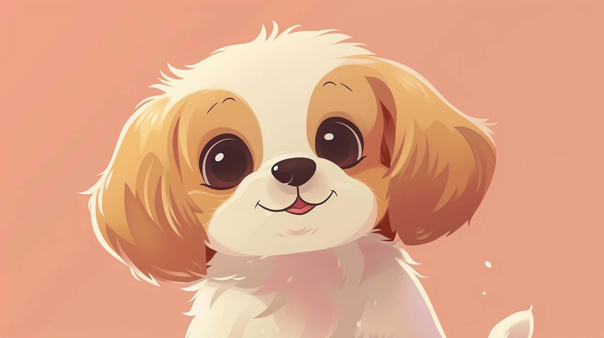 anime puppy, big brown eyes, fluffy tan and white fur, Full HD Desktop Wallpaper