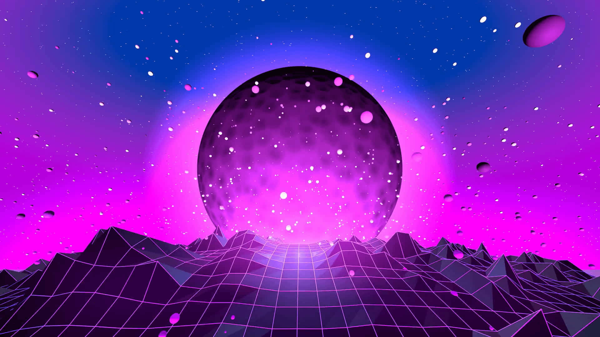 Fluorescent, 1920 x 1080, glowing purple planet, Full HD Desktop Wallpaper