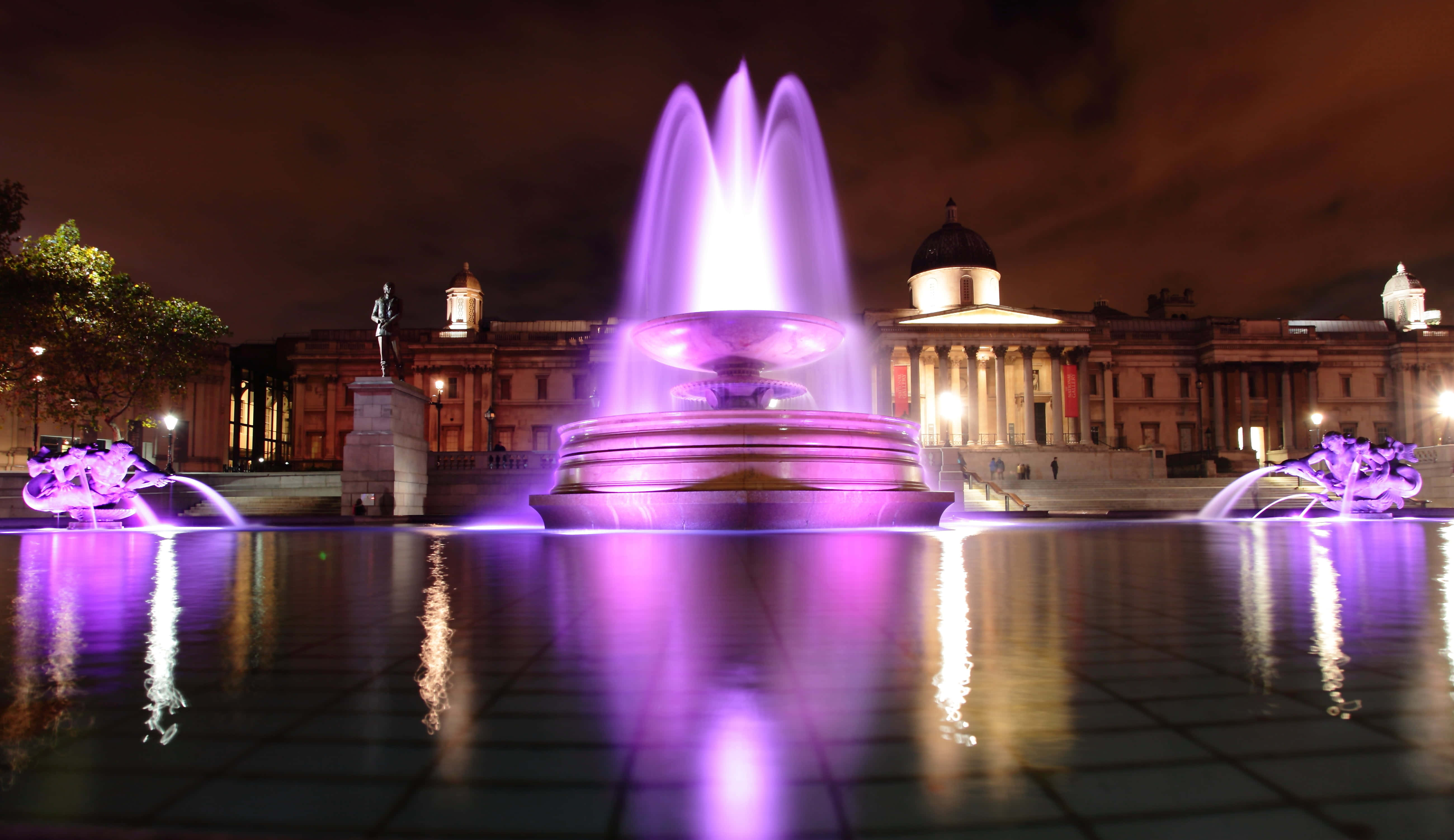 Fluorescent 5200 x 3005, vibrant purple arcs, dark night sky, 5K Desktop Wallpaper