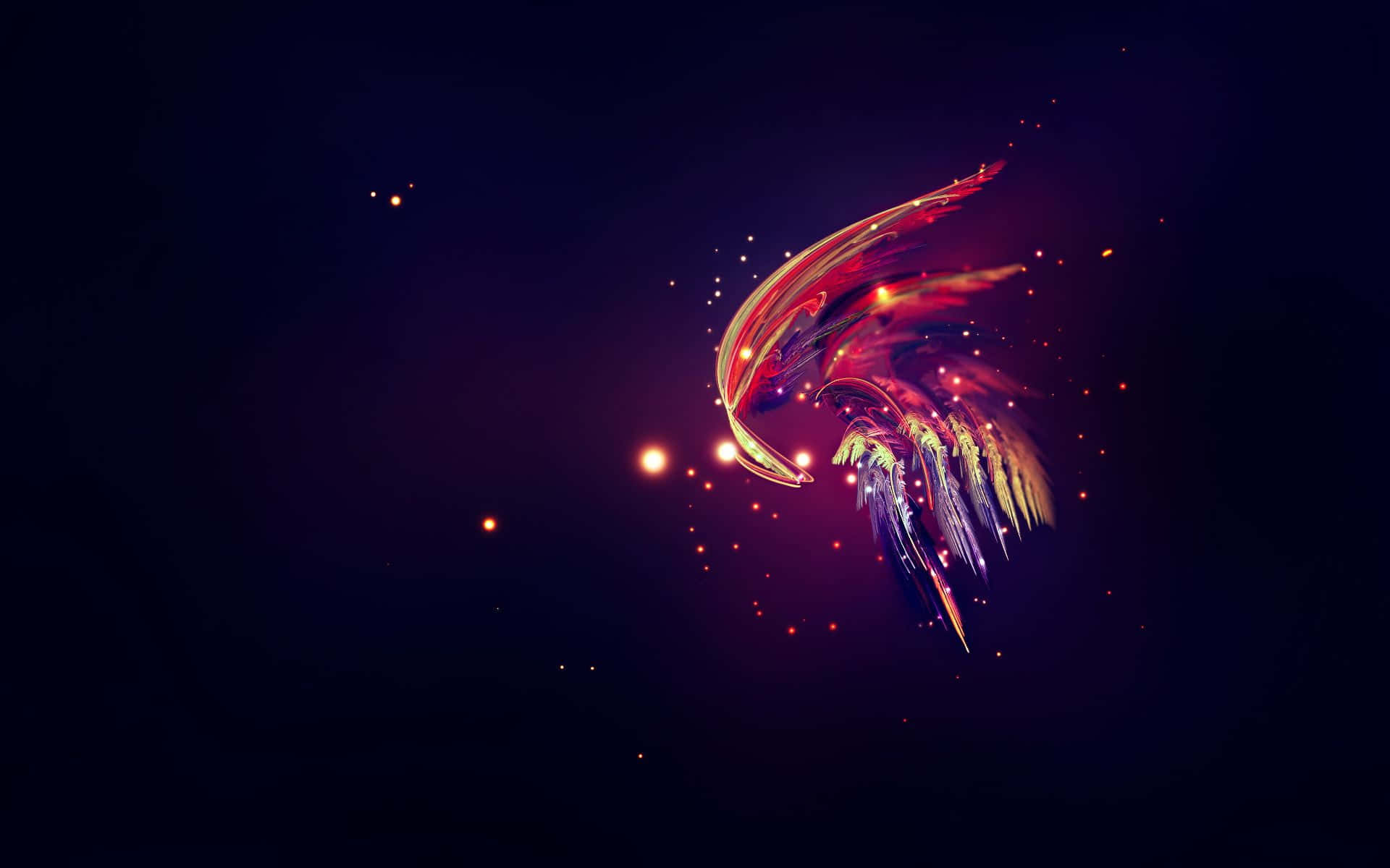 Fluorescent, phoenix, cosmic sparks, Full HD Desktop Wallpaper
