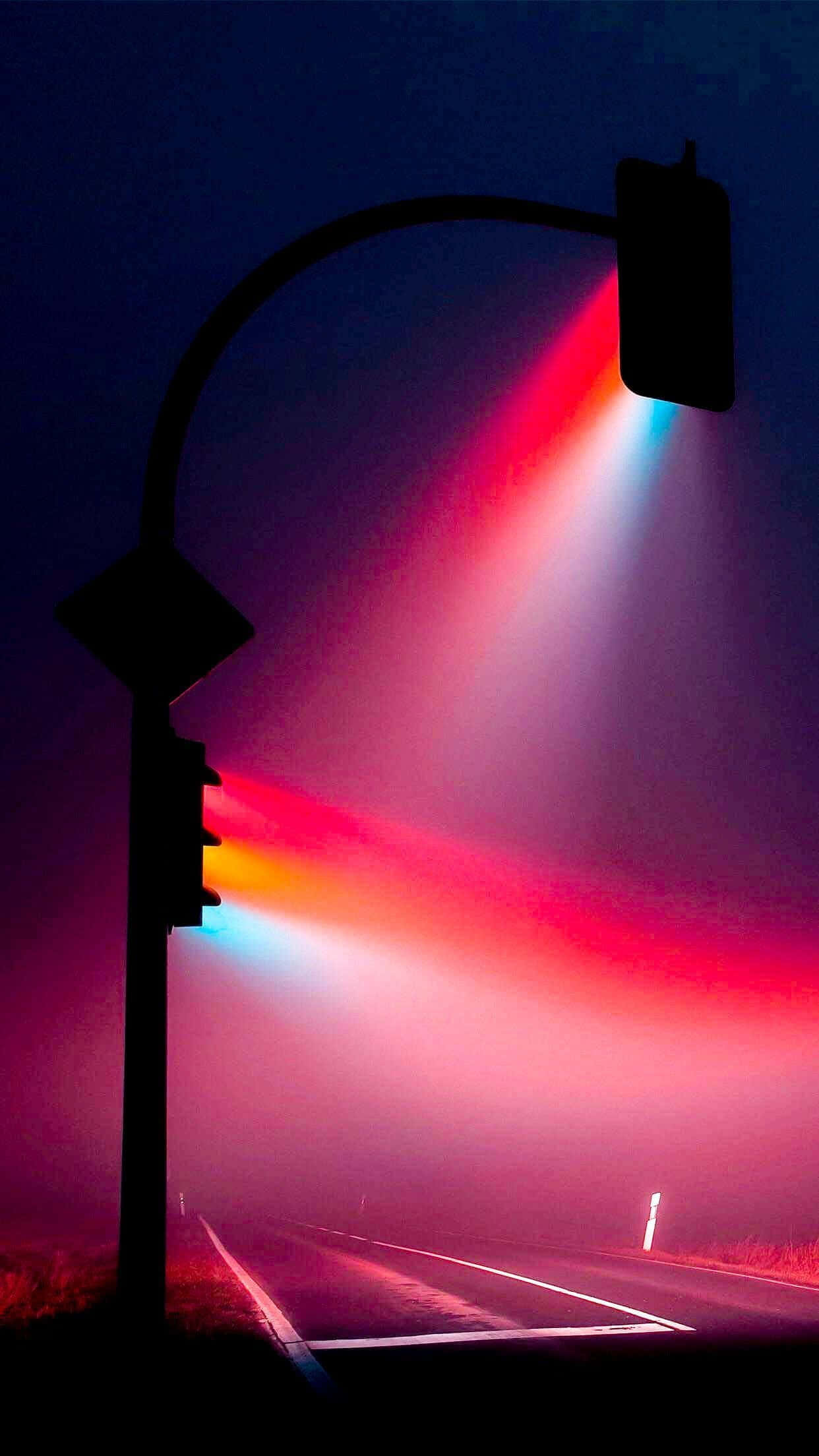 fluorescent, traffic light, vivid red, Full HD Phone Wallpaper