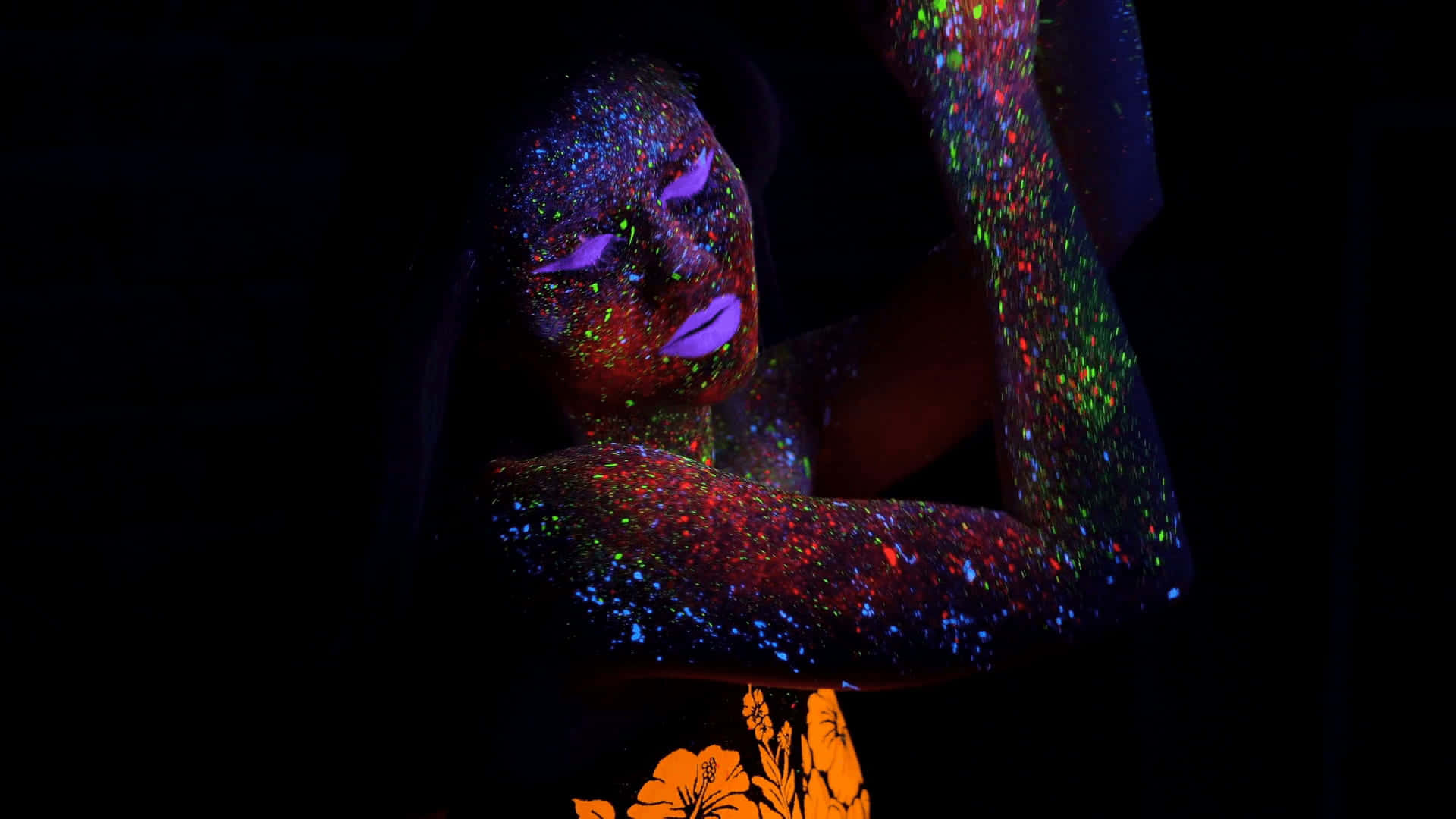 fluorescent, glowing multicolored glitter, blacklight, Full HD Desktop Wallpaper