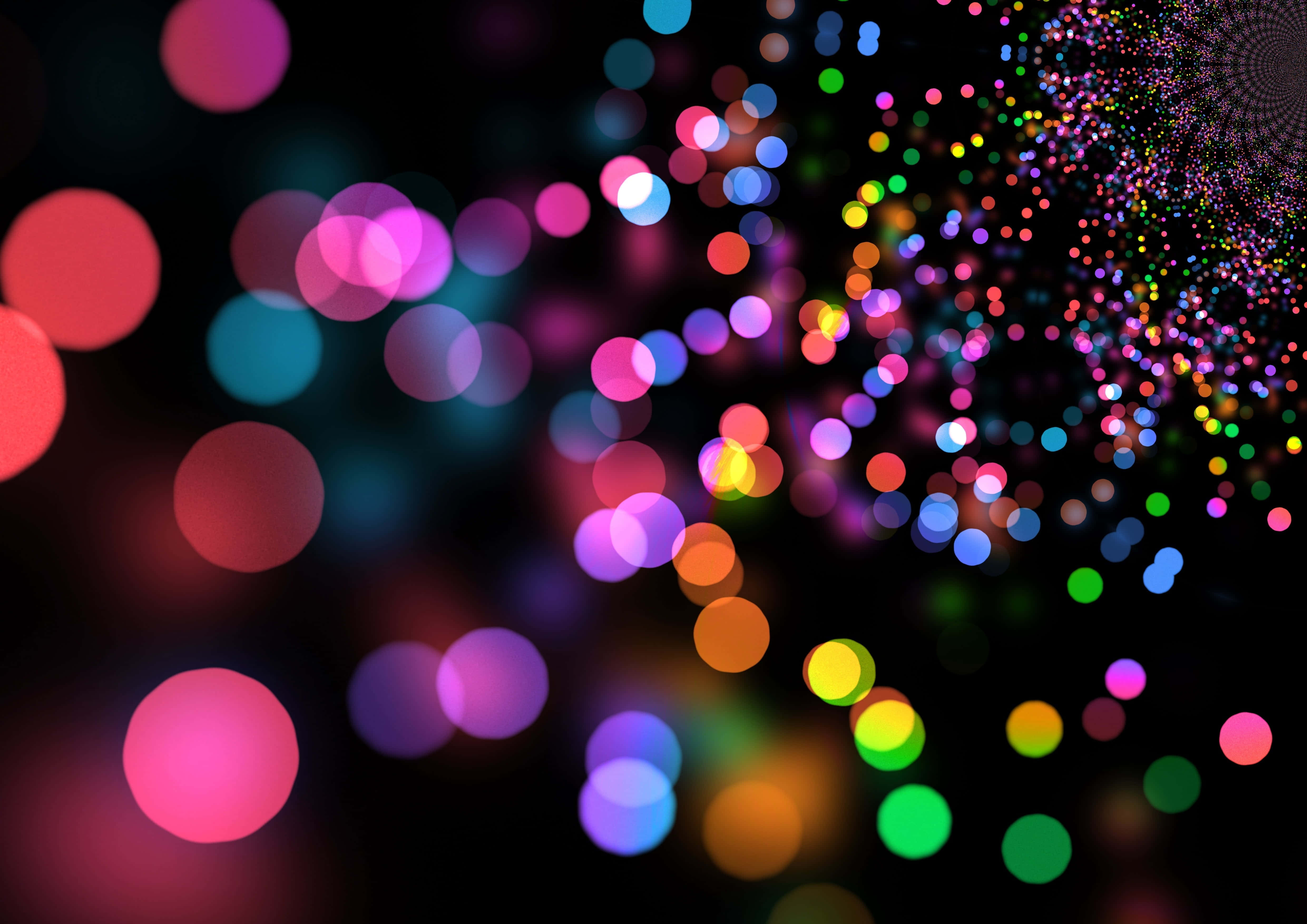 Fluorescent, vibrant fluorescent colors, bokeh lights, 4K Desktop Wallpaper