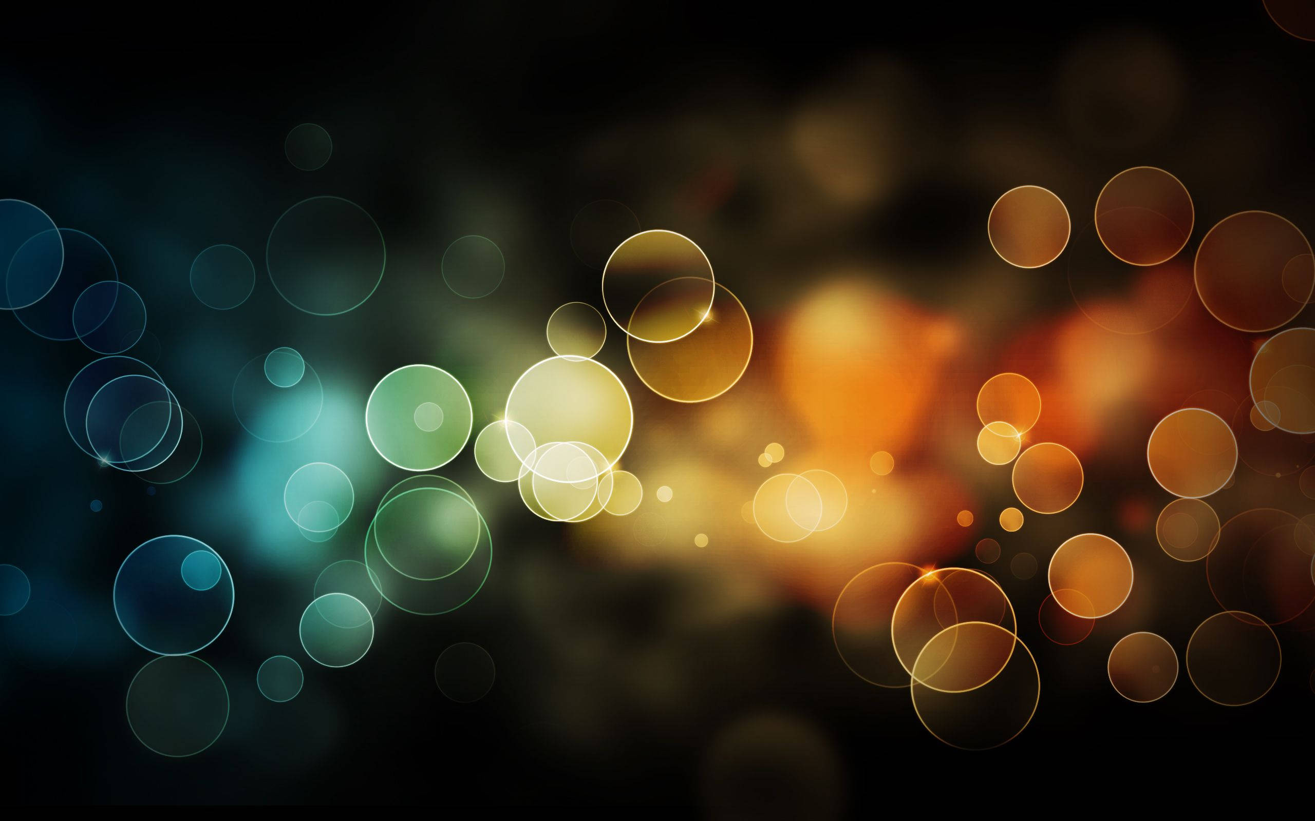 glowing orange circle lights, warm golds, cool teals, 2K Desktop Wallpaper