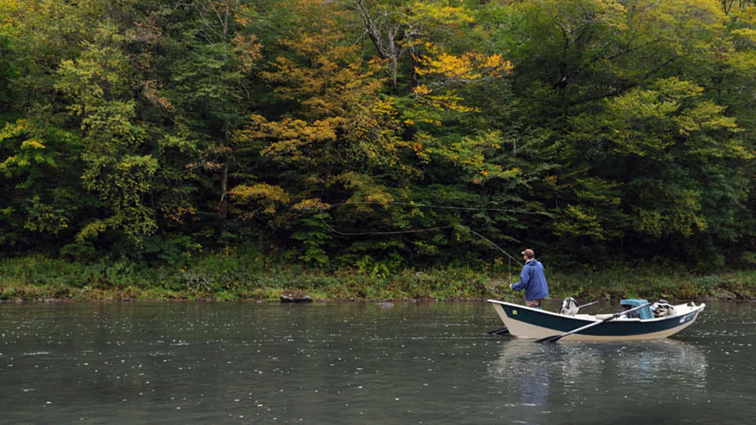 fly fishing, angler, small boat, HD Desktop Wallpaper