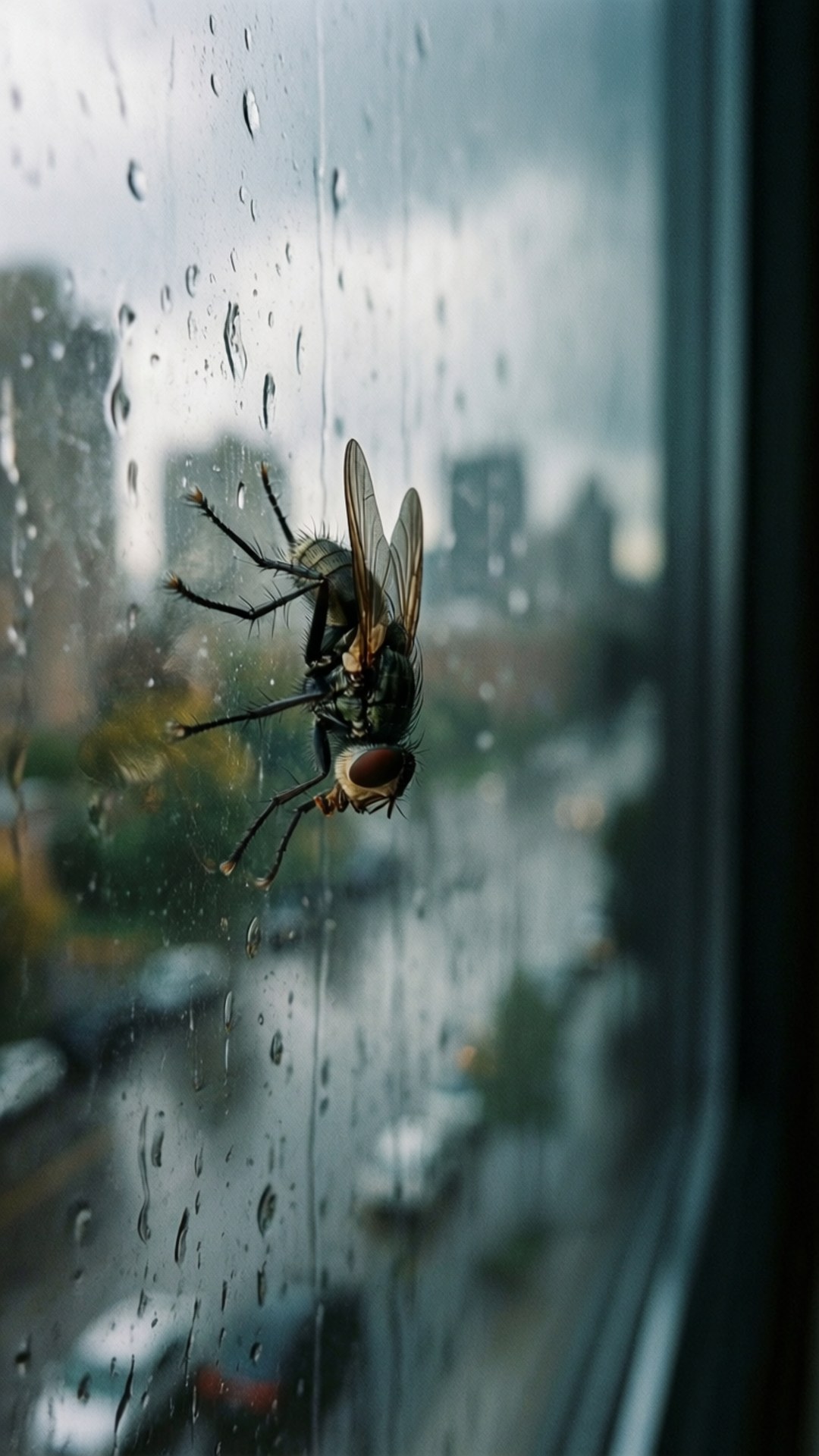 fly, rainy window, rain, Full HD Phone Wallpaper
