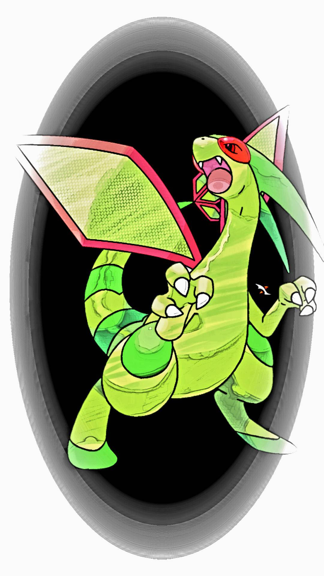 Flygon, vibrant green, red eyes, Full HD Phone Wallpaper