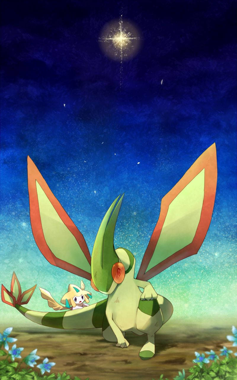 Flygon, starry night sky, orange wingtips, HD Phone Wallpaper