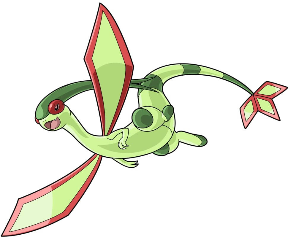 Flygon, green, red-edged wings, SD Desktop Wallpaper
