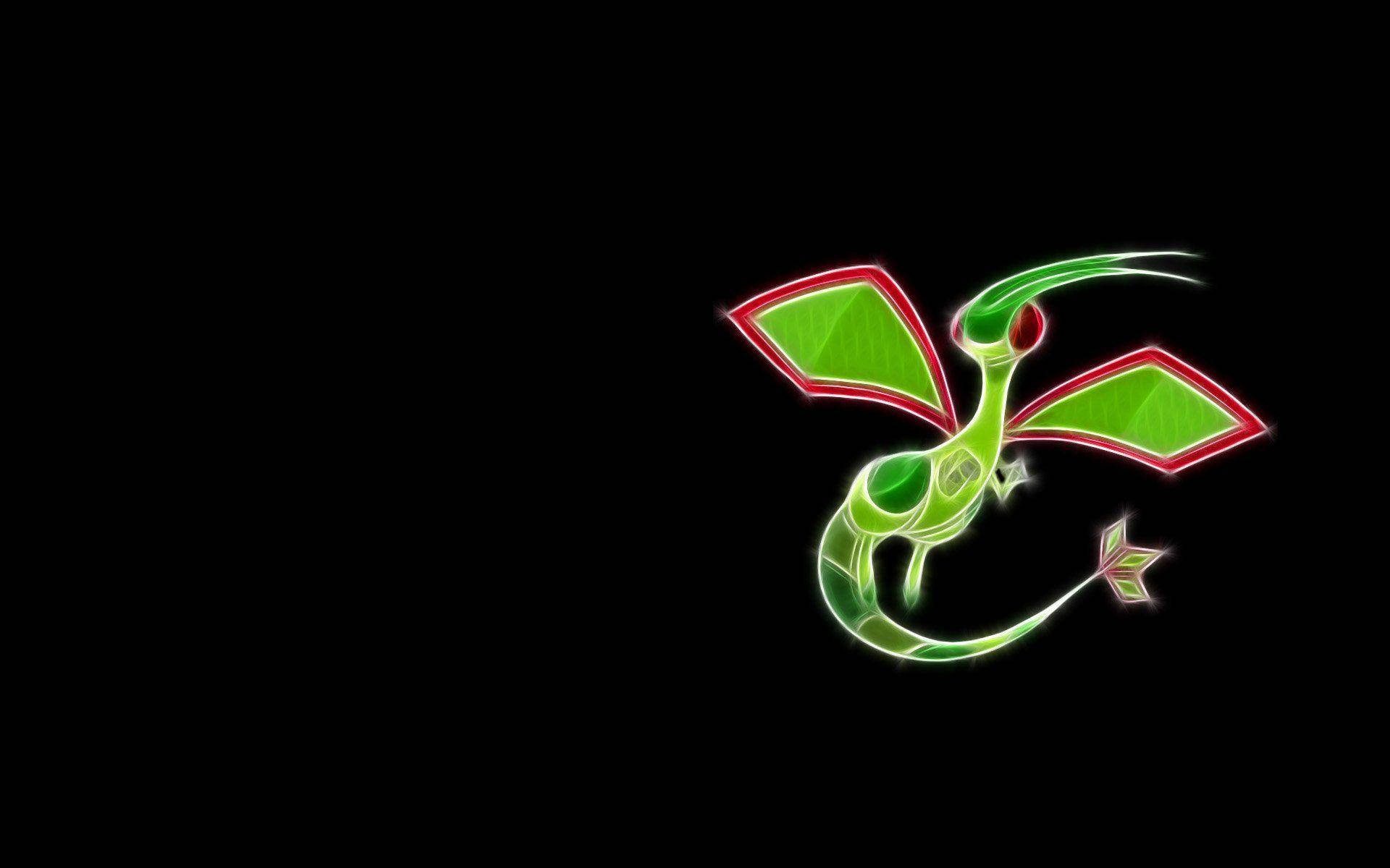 Flygon, glowing green, red-outlined wings, Full HD Desktop Wallpaper