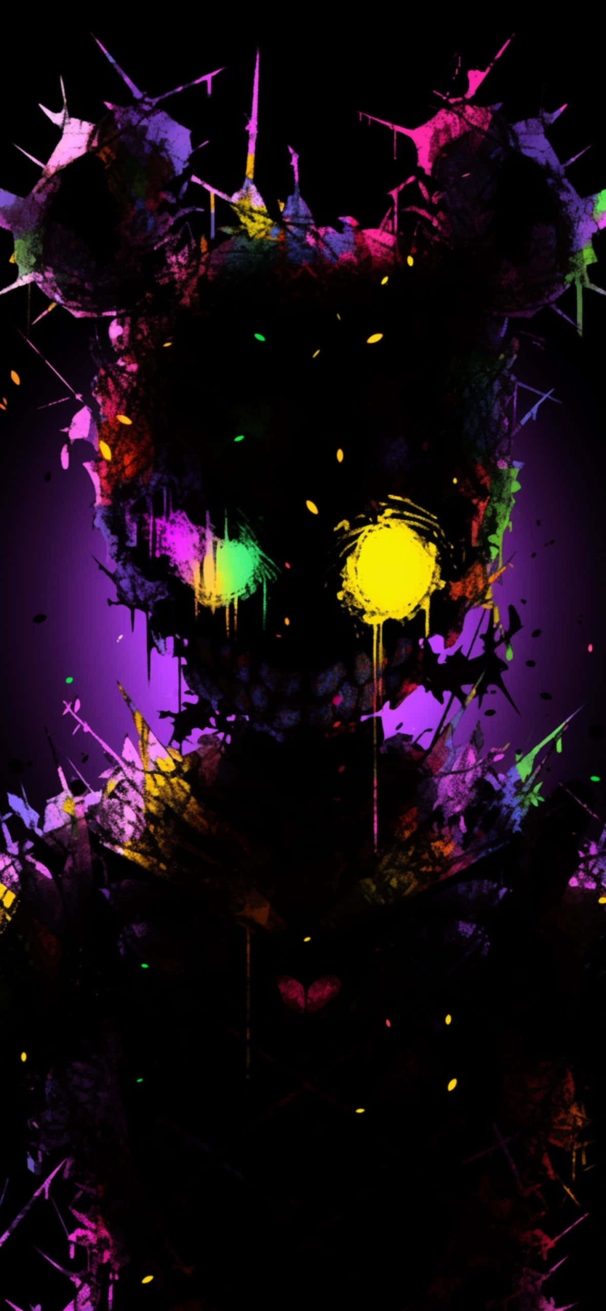 Fnaf Aesthetic, abstract bear, glowing yellow eyes, 2K Phone Wallpaper