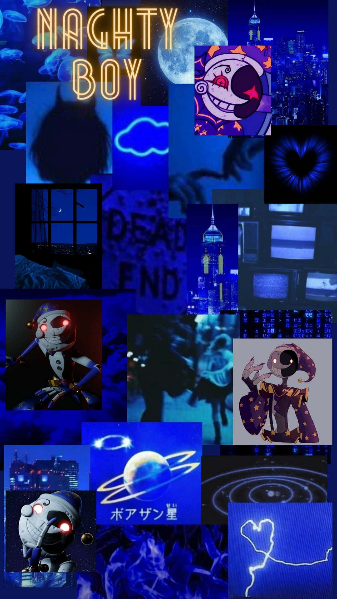 Fnaf Aesthetic, neon signs, full moon, Full HD Phone Wallpaper