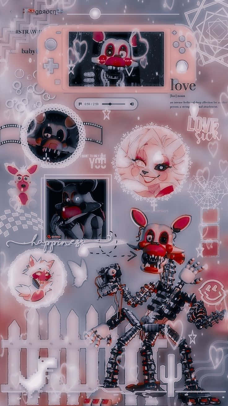 Fnaf Aesthetic, pink handheld console, smiling animatronic, HD Phone Wallpaper