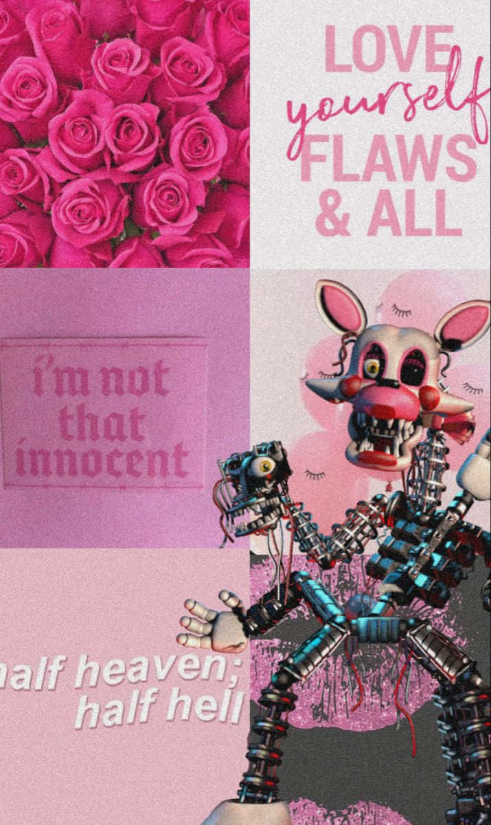 Fnaf Aesthetic, pink roses, robotic animatronic, SD Phone Wallpaper
