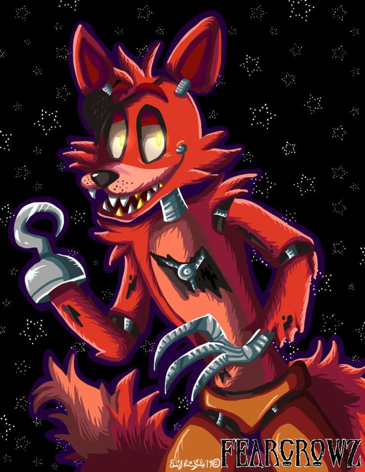 Fnaf Foxy, red fox, glowing eyes, SD Phone Wallpaper
