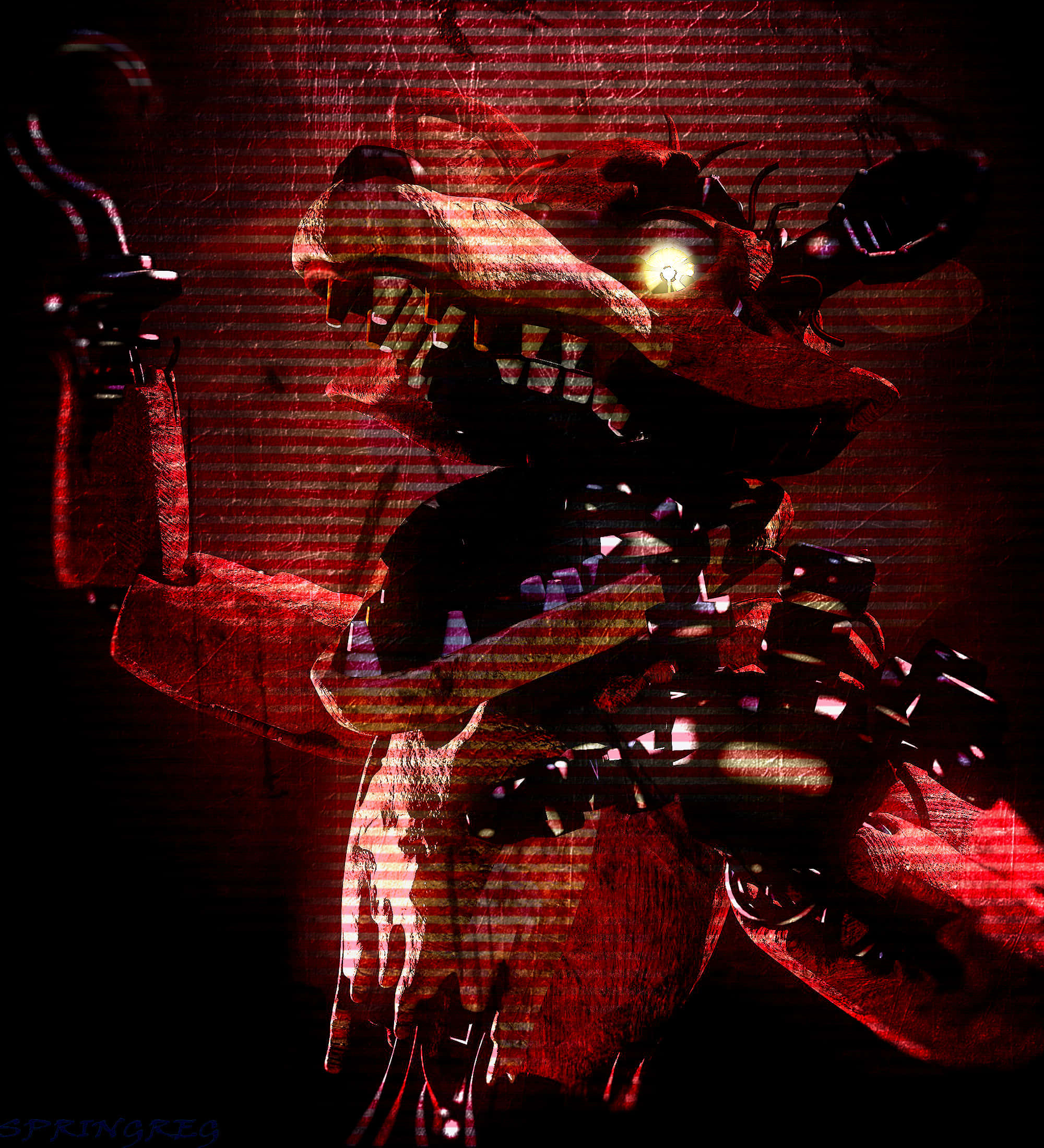 FNaF Foxy, glowing eyes, sharp teeth, Full HD Phone Wallpaper