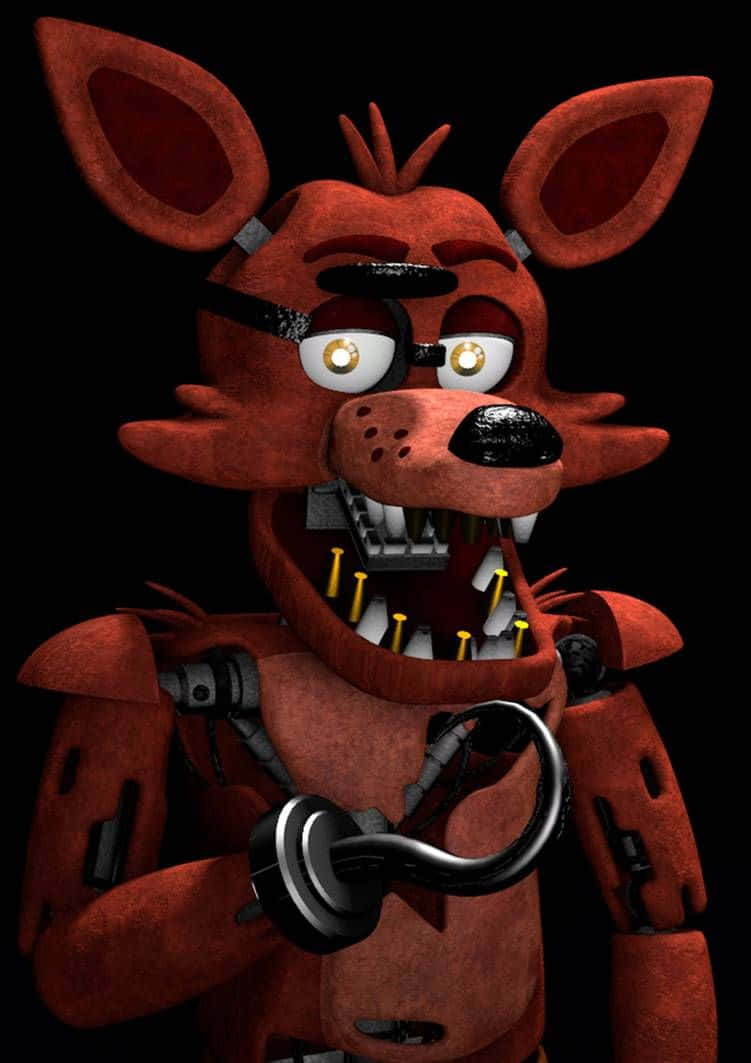 Fnaf Foxy, red animatronic fox, glowing eyes, SD Phone Wallpaper