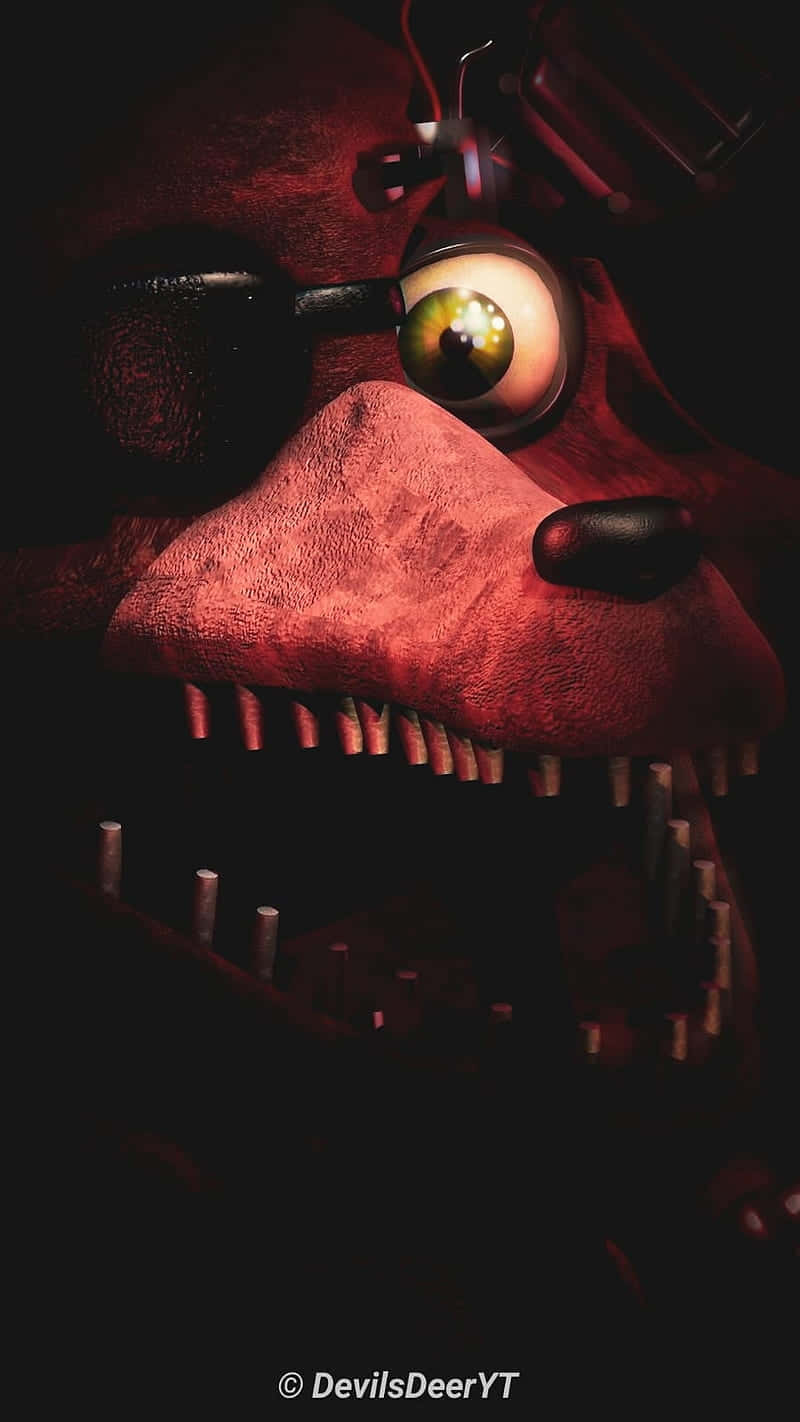 Fnaf Foxy, red animatronic bear, glowing green eye, HD Phone Wallpaper