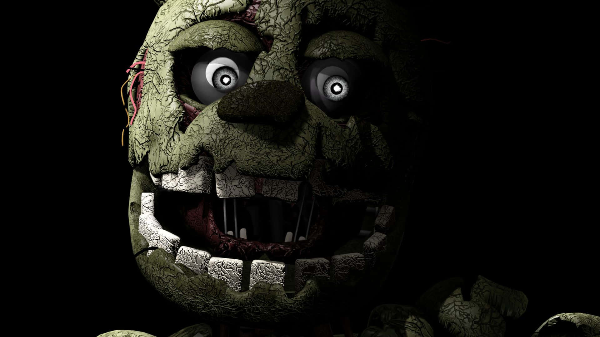 FNAF Jumpscare, animatronic bear, cracked green paint, Full HD Desktop Wallpaper