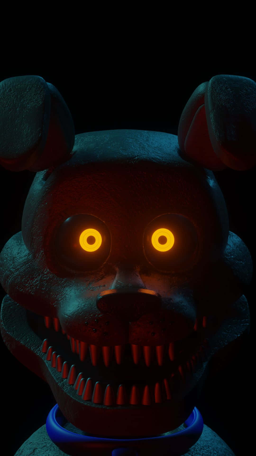 FNAF Jumpscare, animatronic bear, glowing yellow eyes, Full HD Phone Wallpaper