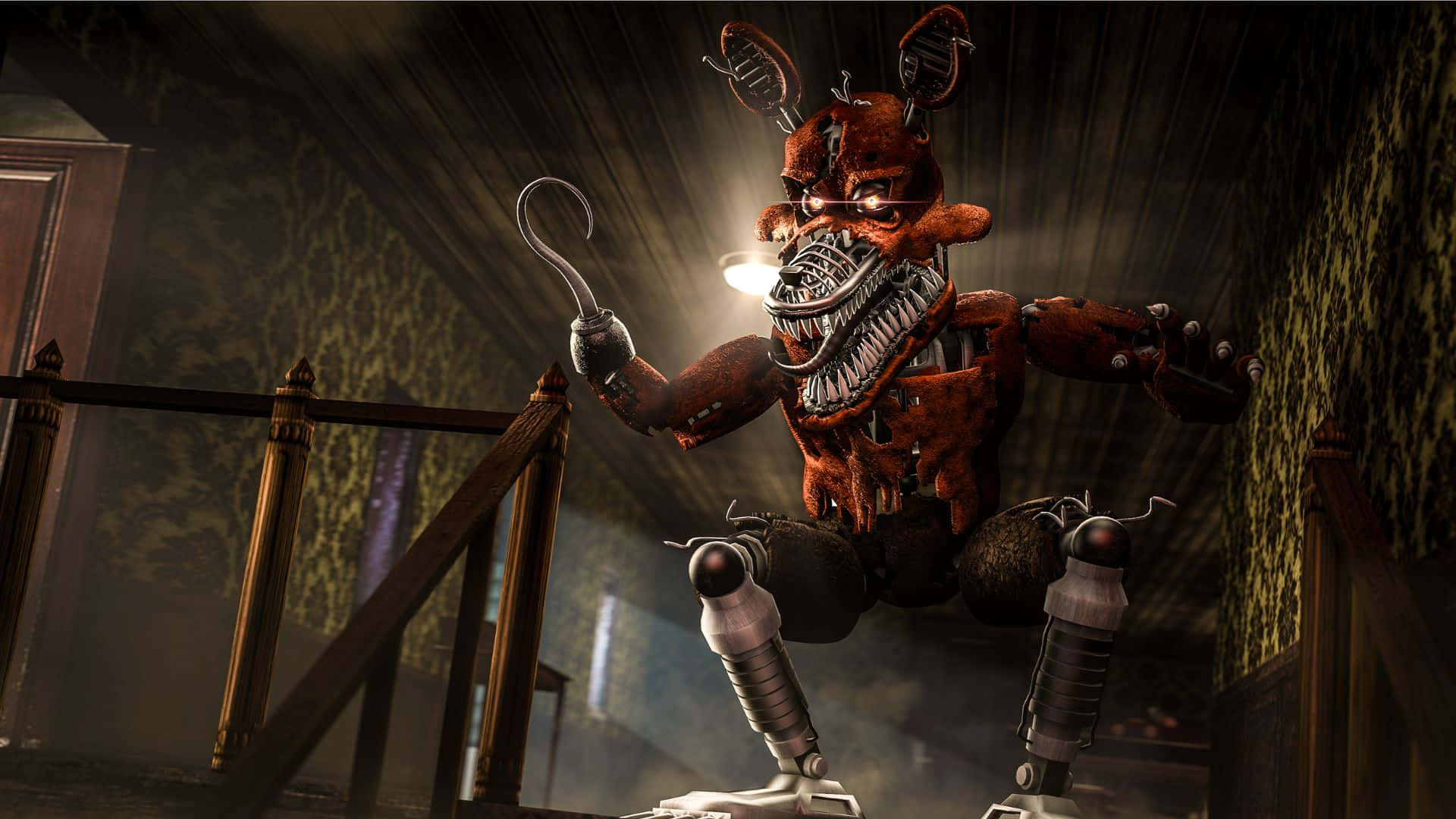 FNAF Jumpscare, animatronic fox, hook hand, Full HD Desktop Wallpaper