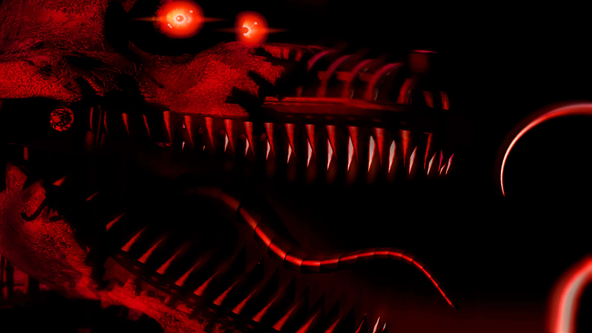 FNAF Jumpscare, glowing red eyes, sharp teeth, Full HD Desktop Wallpaper