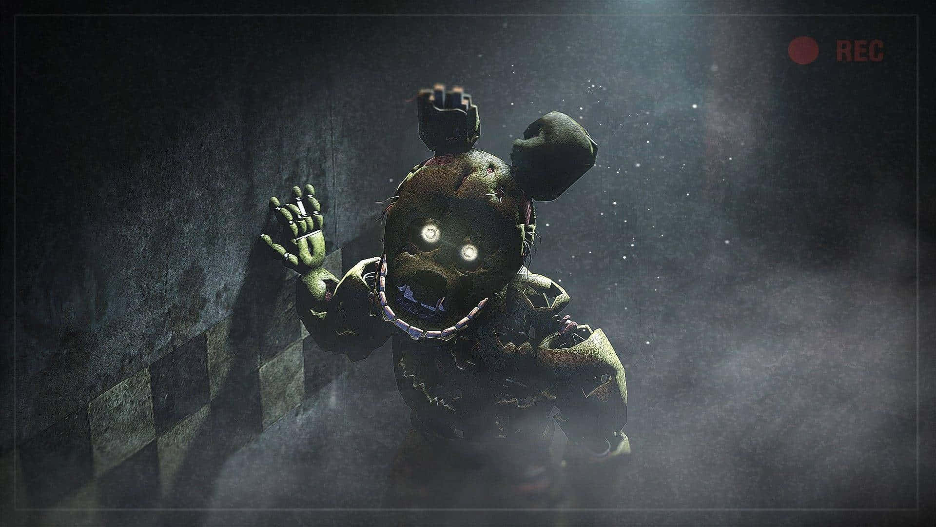 FNAF Jumpscare, animatronic bear, glowing eyes, Full HD Desktop Wallpaper