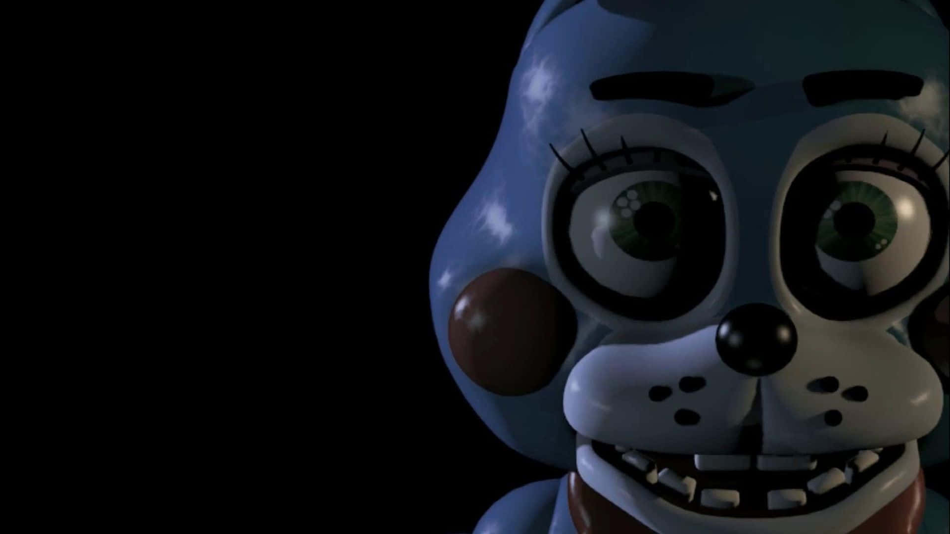 FNAF Jumpscare, blue animatronic bunny, wide green eyes, Full HD Desktop Wallpaper
