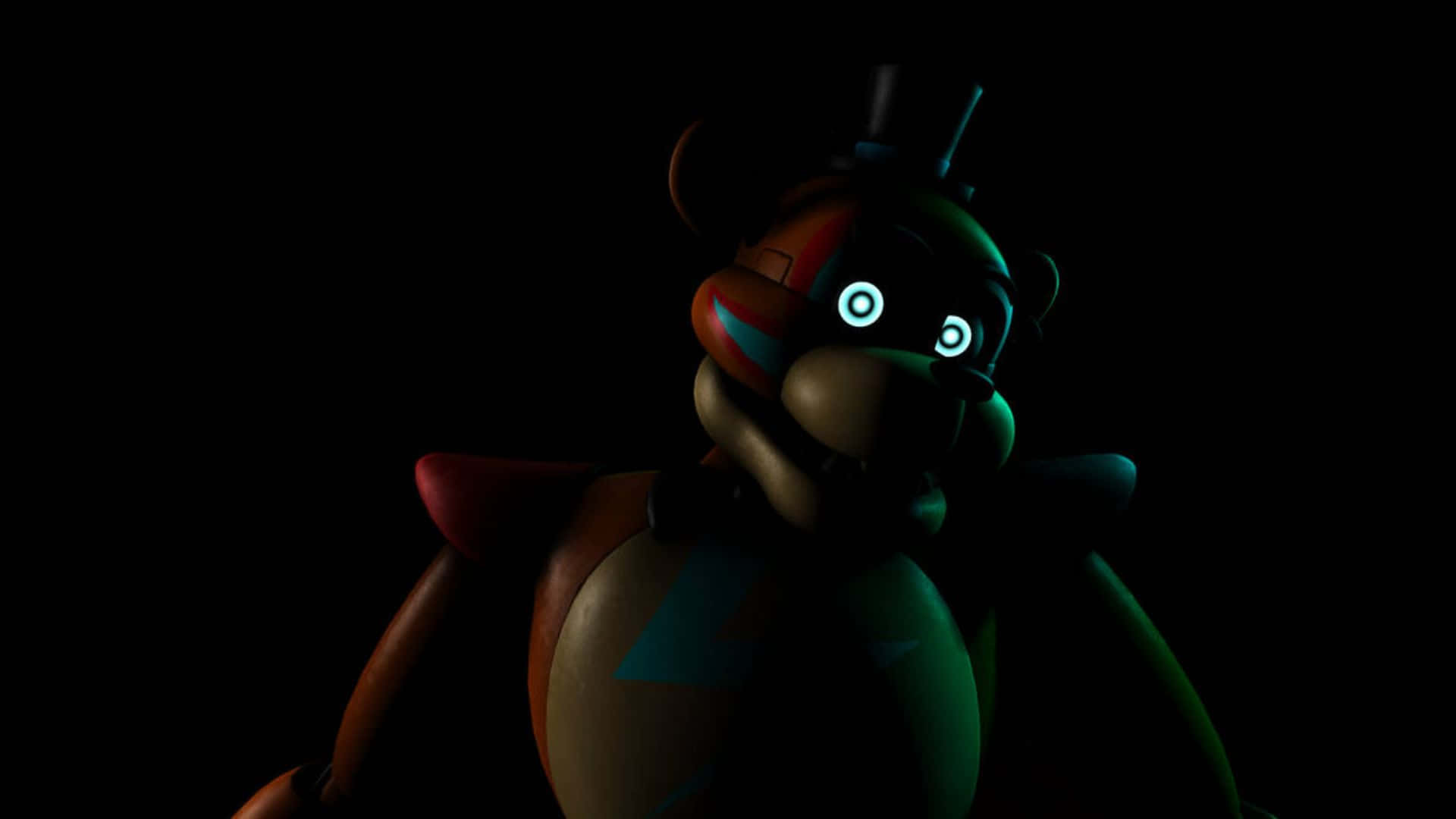 FNAF Jumpscare, animatronic bear, glowing eyes, Full HD Desktop Wallpaper