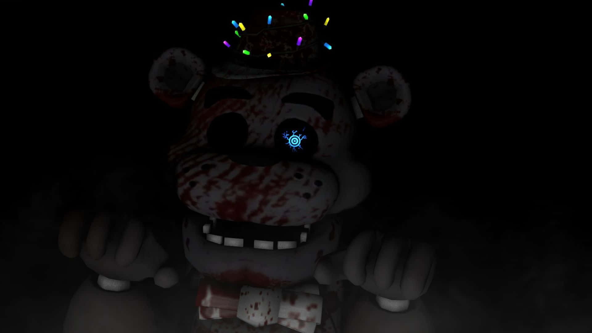 FNAF Jumpscare, animatronic bear, glowing blue eye, Full HD Desktop Wallpaper