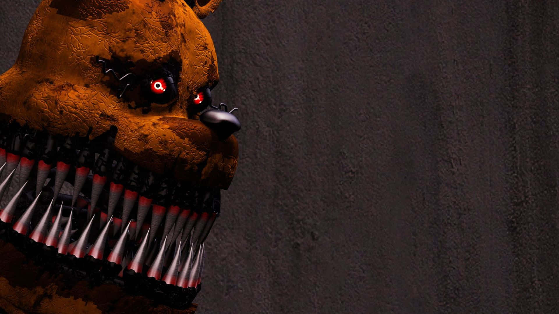 FNAF Jumpscare, animatronic bear, glowing red eyes, Full HD Desktop Wallpaper