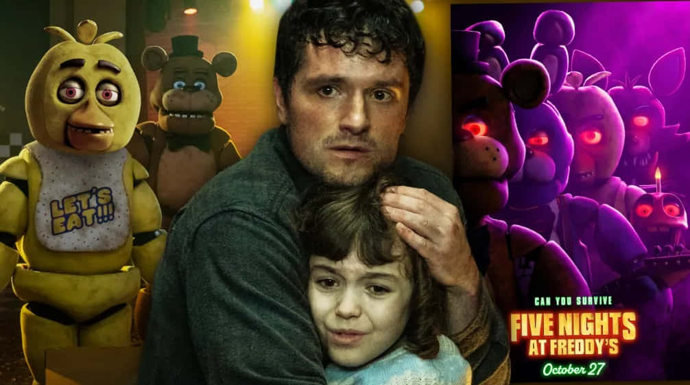 Fnaf Movie, animatronic characters, dimly lit pizzeria, SD Desktop Wallpaper