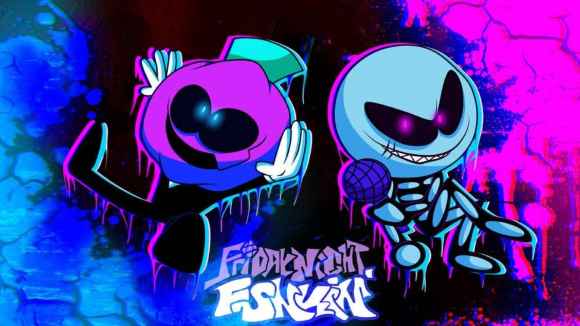 FNF, blue, pink, Full HD Desktop Wallpaper