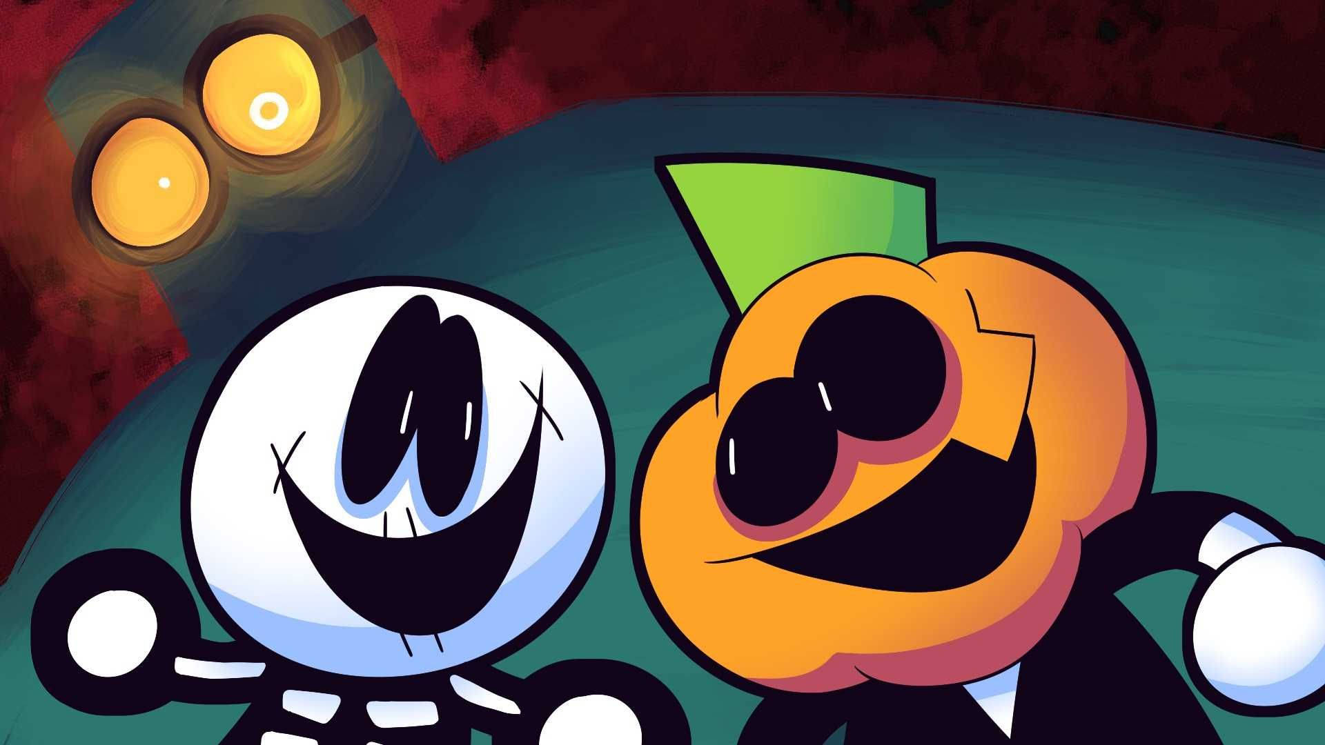FNF, Happy Skid Pump, skeleton, Full HD Desktop Wallpaper