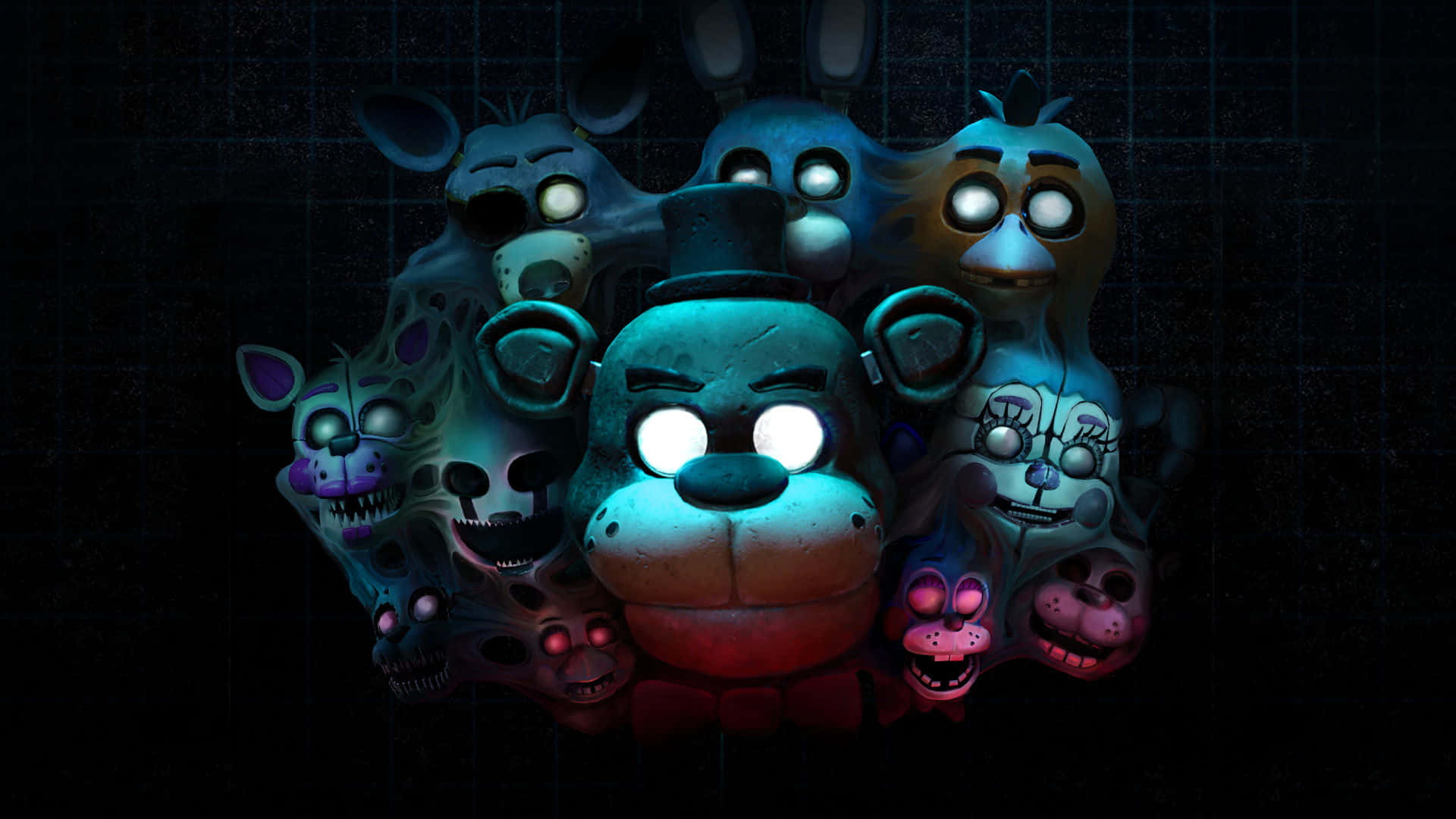 F N A F, animatronic characters, glowing-eyed, Full HD Desktop Wallpaper