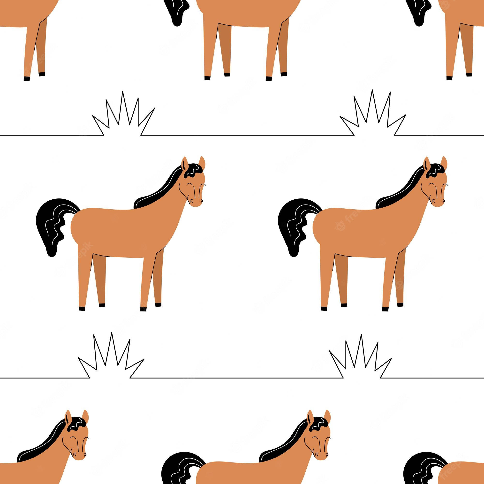 brown baby foal, vector art, minimalist cartoon horses, Full HD Desktop Wallpaper