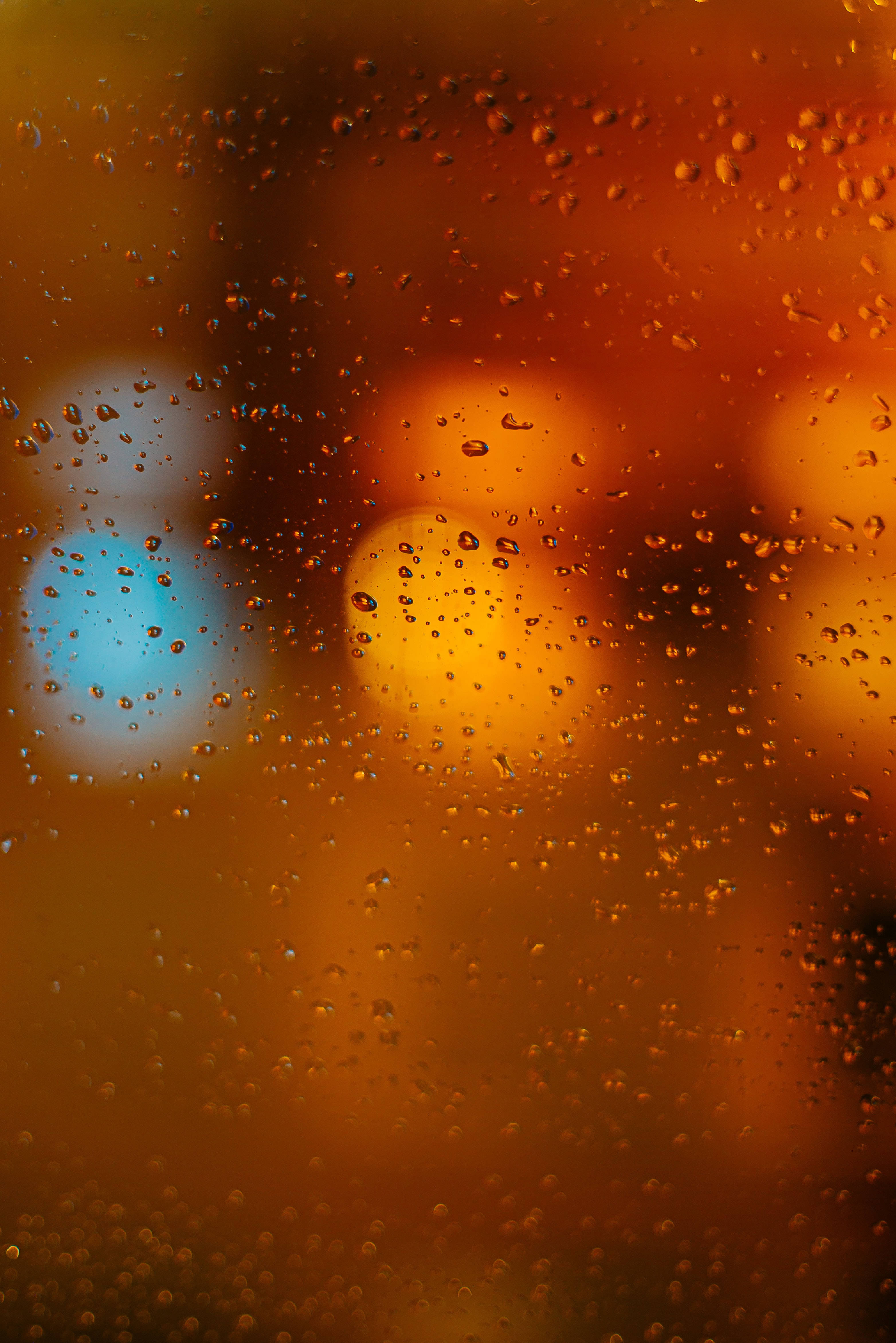 Focus, water drops, glass, 4K Phone Wallpaper