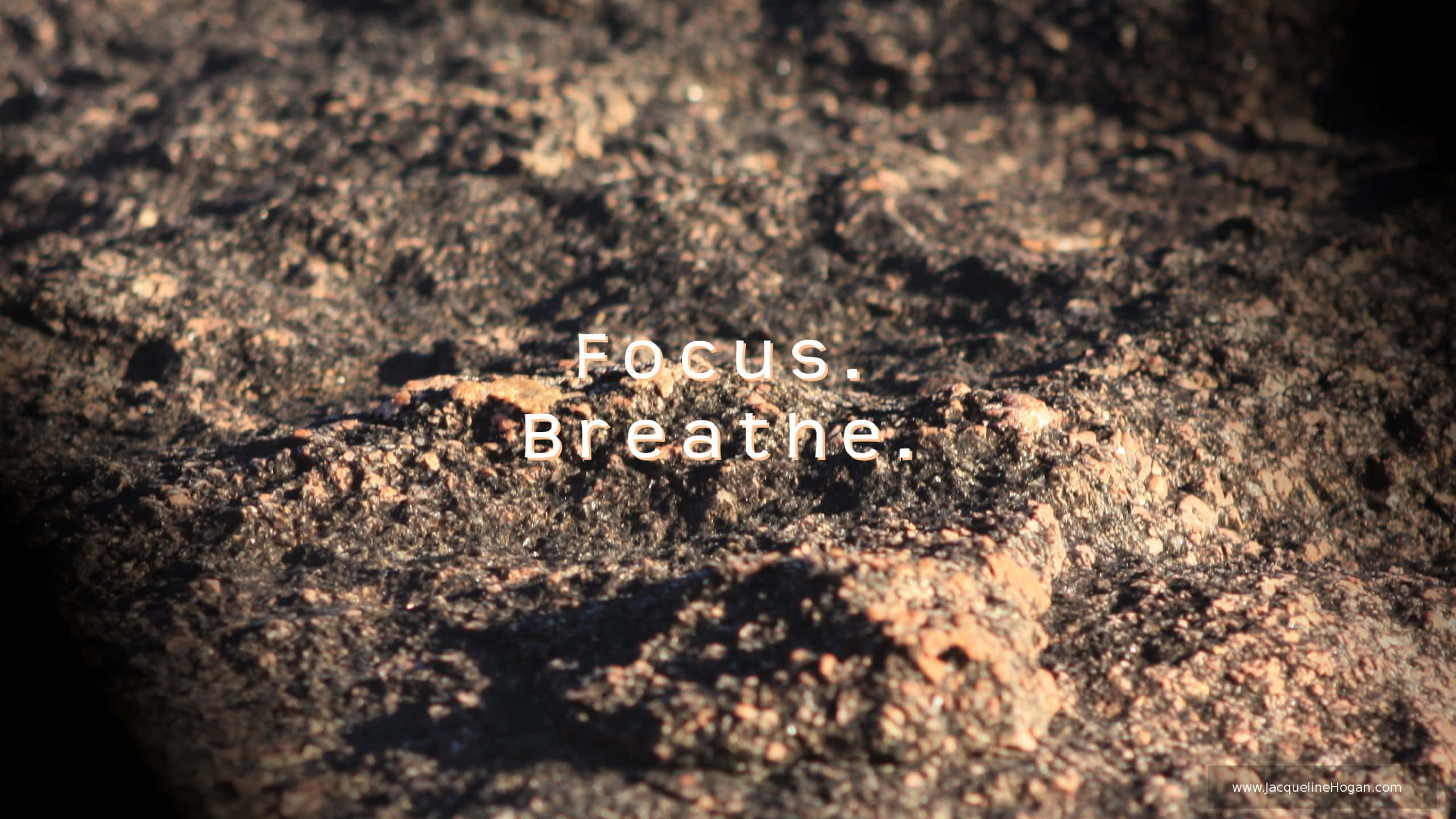Focus, Breathe, white text, 2K Desktop Wallpaper