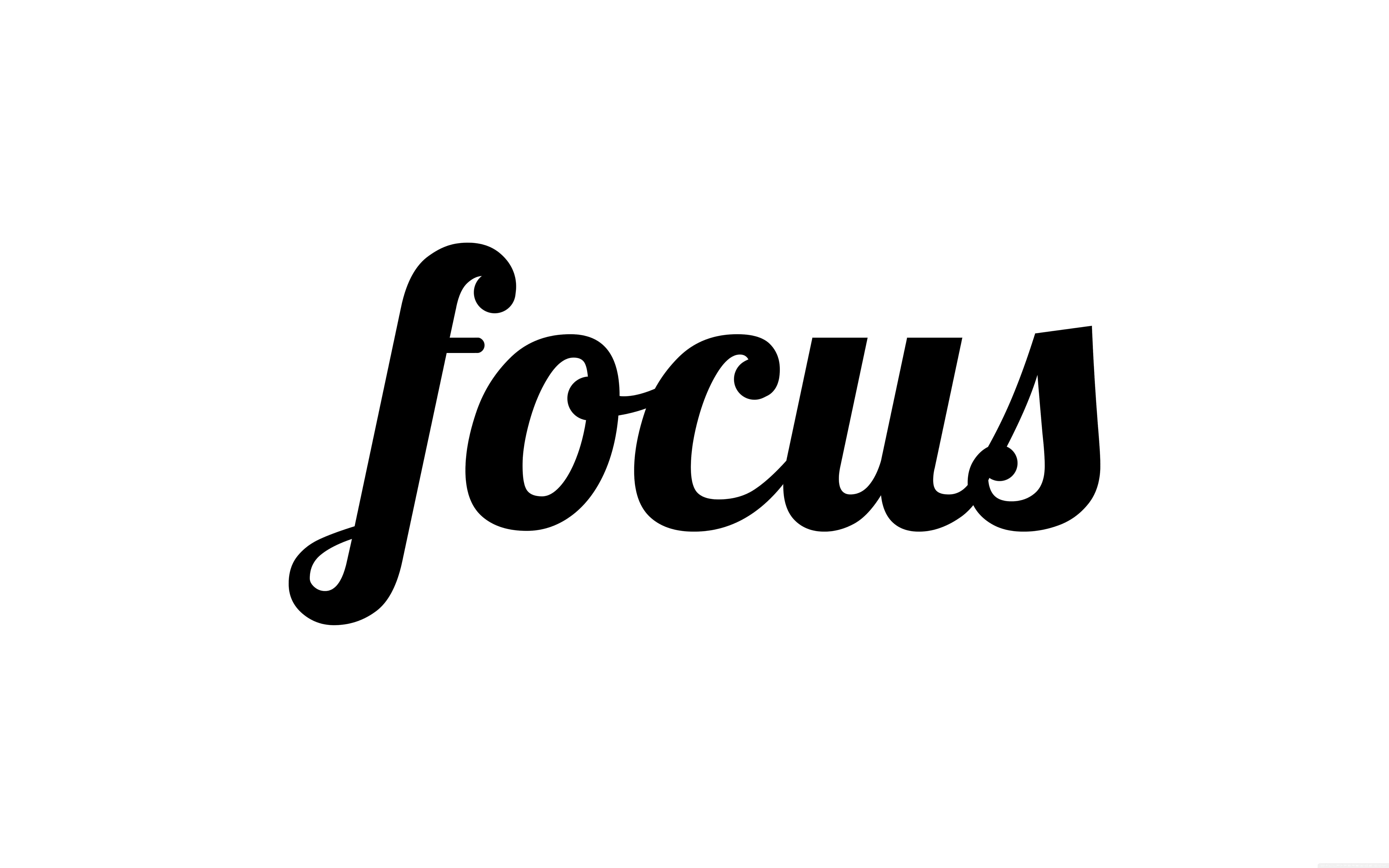 Focused Cursive, black cursive, white background, 8K Desktop Wallpaper