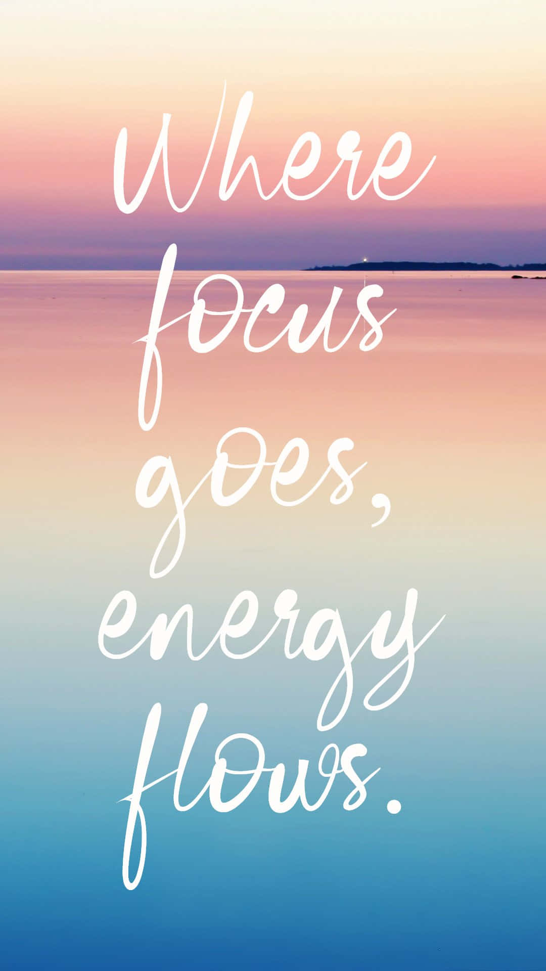 sunset, calm water, inspirational quote, Full HD Phone Wallpaper