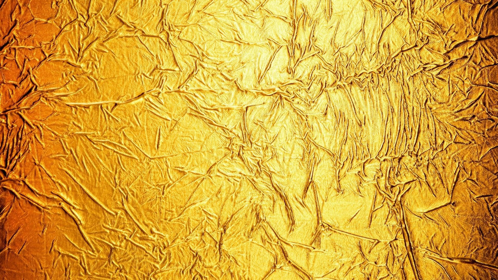gold foil, wrinkled paper, crinkled golden foil, Full HD Desktop Wallpaper