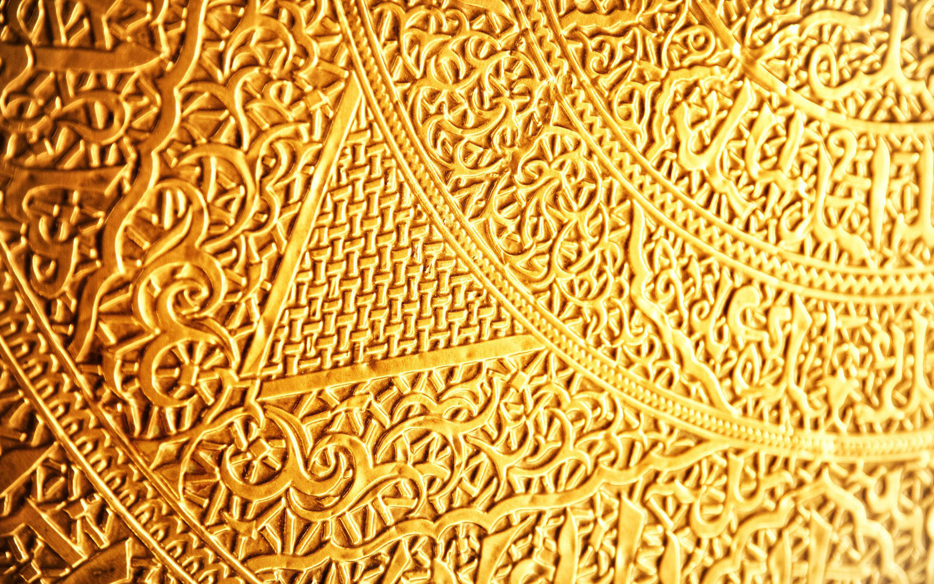 Ligature, gold foil, Islamic geometric patterns, Full HD Desktop Wallpaper