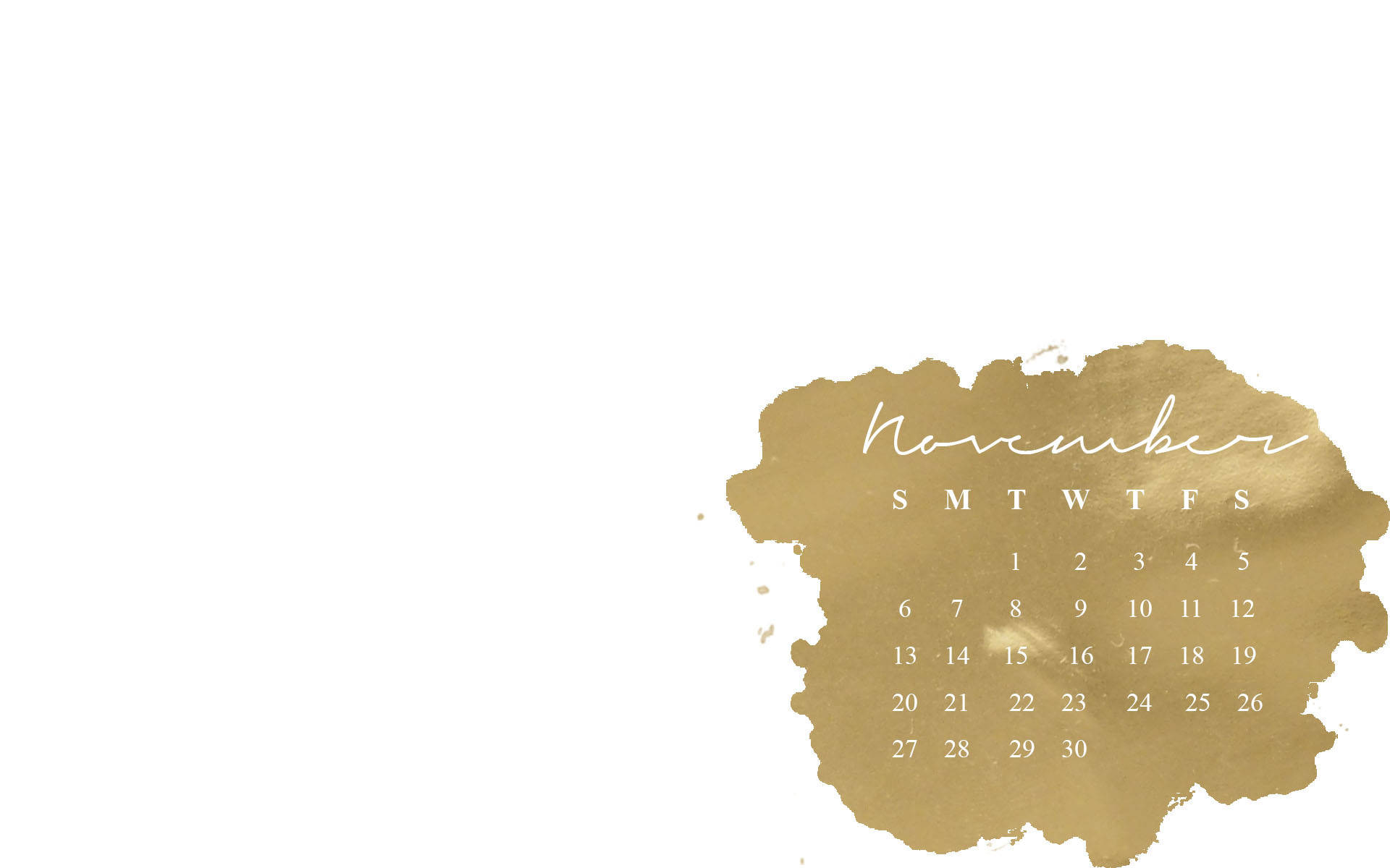 gold foil, November calendar, gold watercolor splash, Full HD Desktop Wallpaper