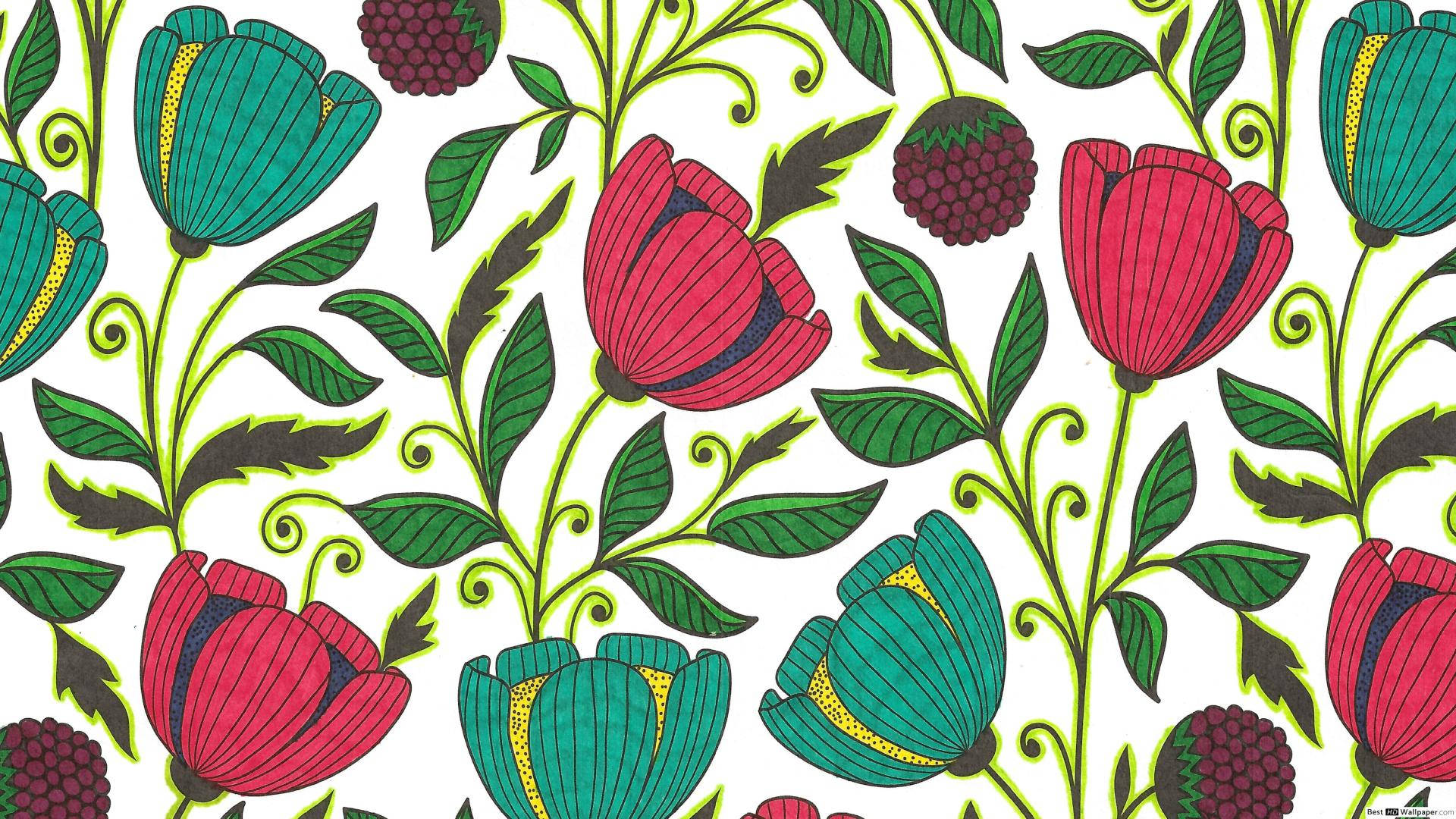 tulip, red, teal, Full HD Desktop Wallpaper