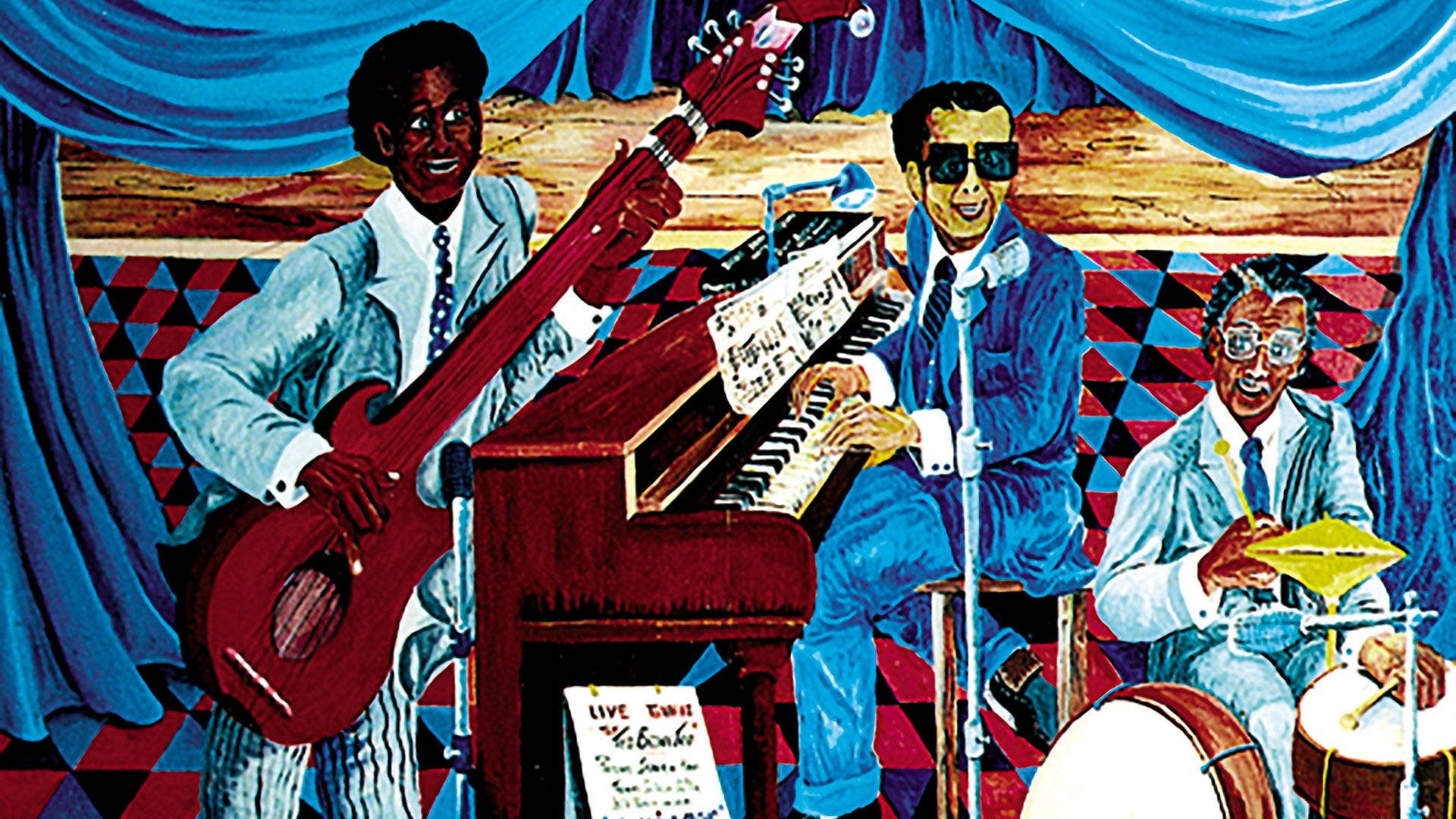 African American Band, suits, guitar, Full HD Desktop Wallpaper