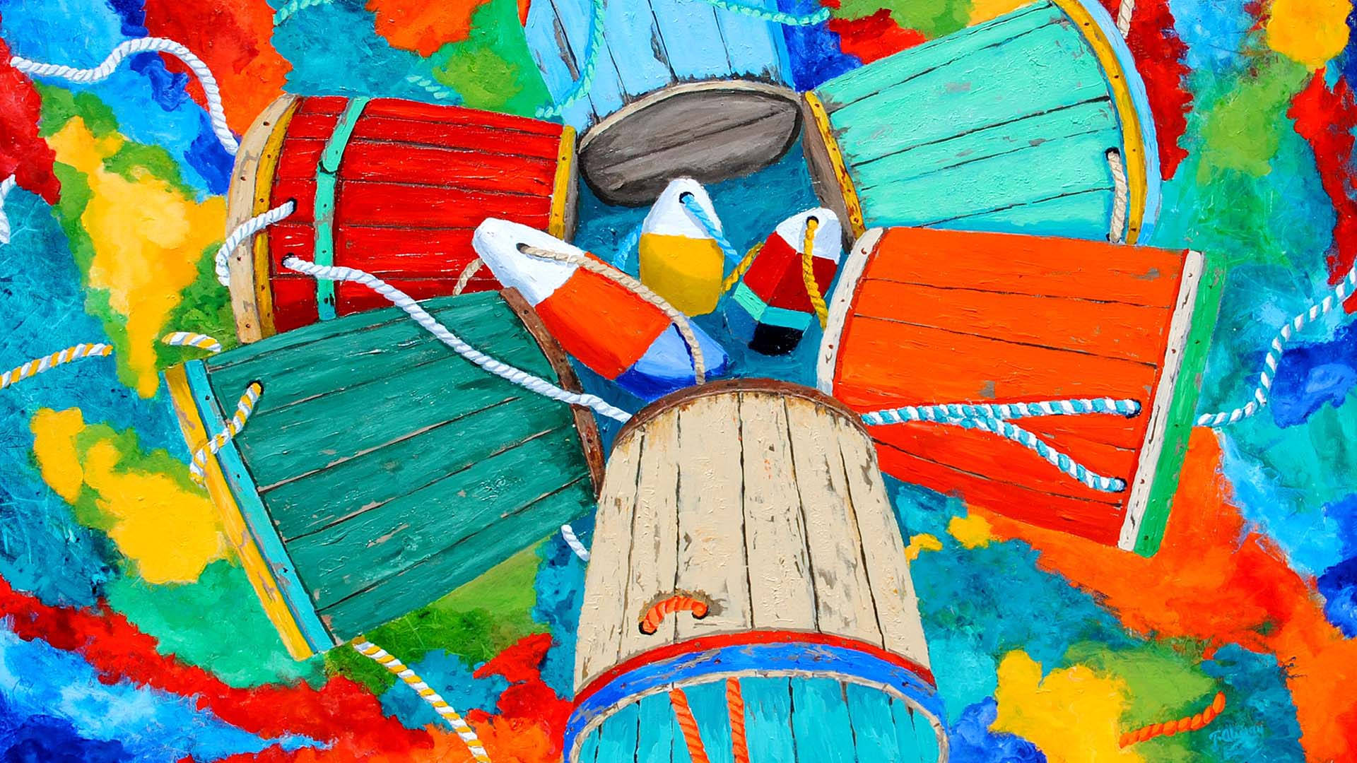 maritime, digitally painted, folk art, Full HD Desktop Wallpaper