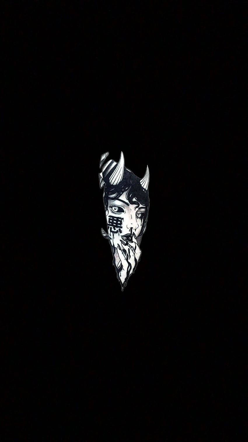 goth aesthetic, demonic face, horns, HD Phone Wallpaper