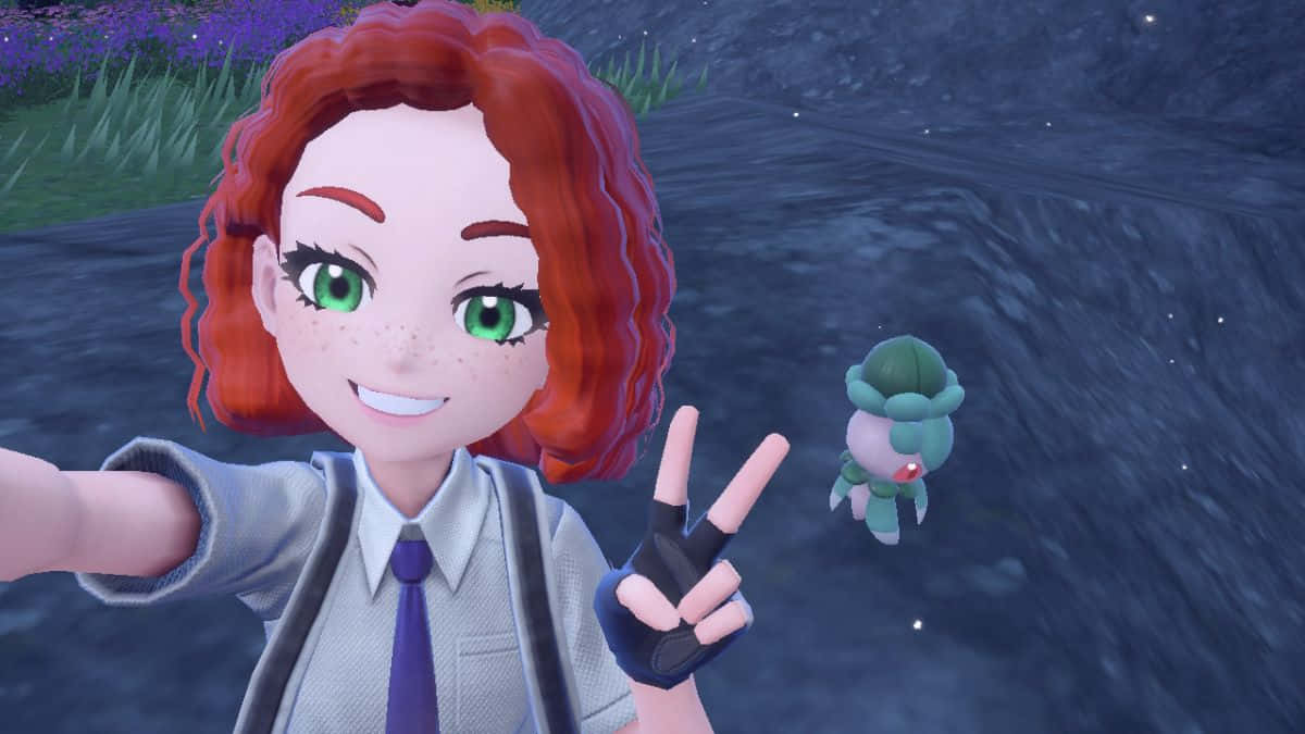 Fomantis, anime girl, red hair, SD Desktop Wallpaper