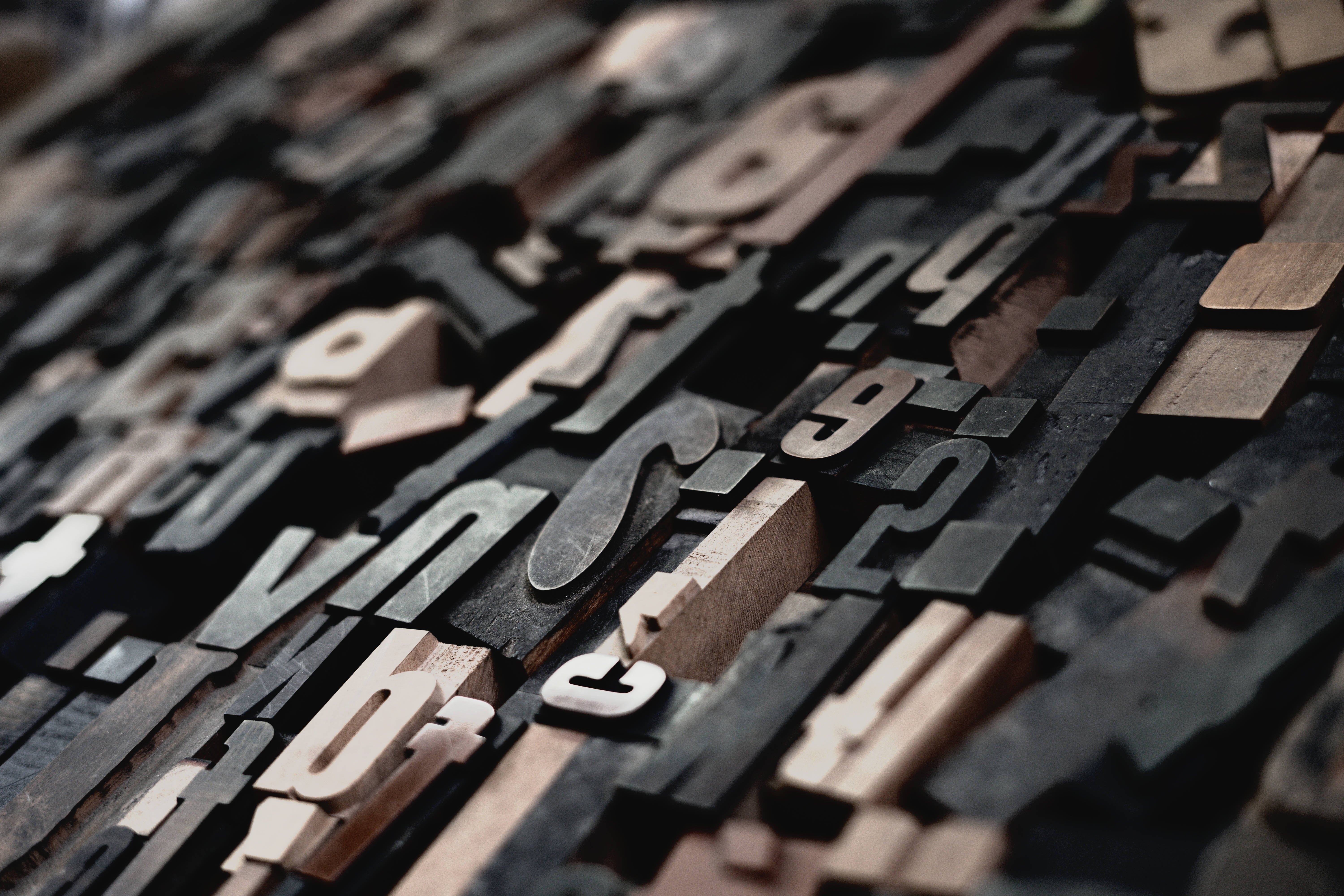 letterpress type blocks, wooden, metal, 5K Desktop Wallpaper