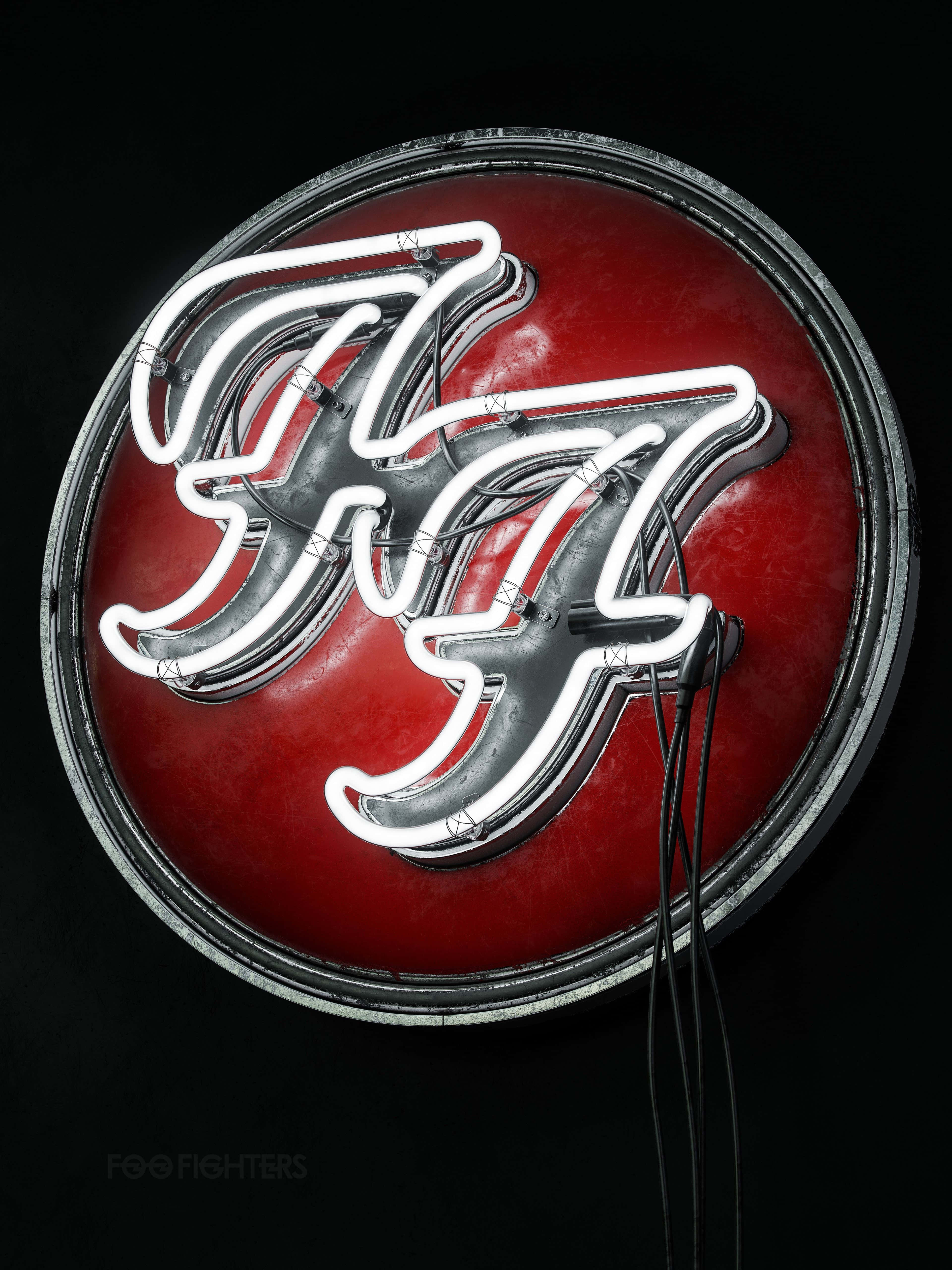 Foo Fighters, neon logo, white neon, 5K Phone Wallpaper